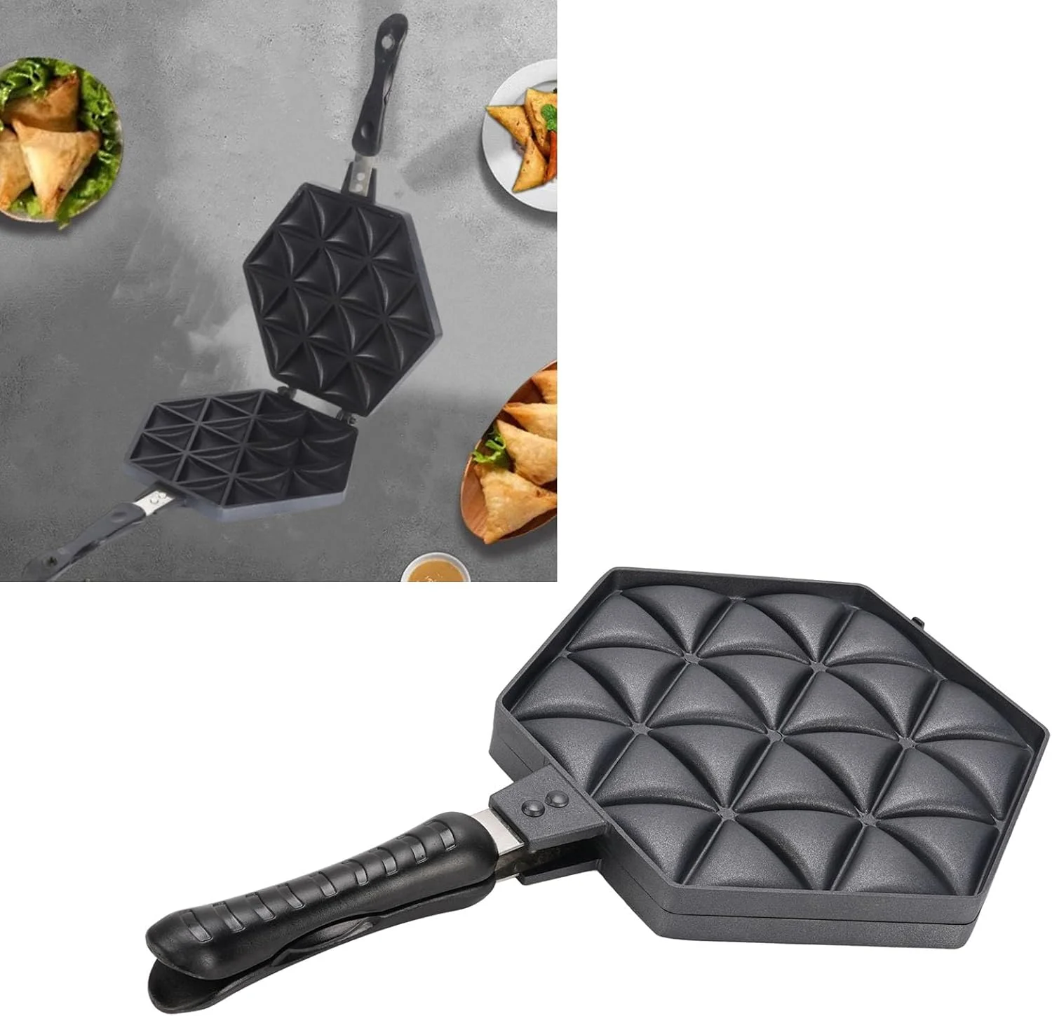 تابه سمبوسه ساز جدید Oreilet، صفحه پخت و پز آلیاژ آلومینیوم ممتاز نچسب با راندمان بالا، تابه پخت سمبوسه برای پخت و پز خانگی چندتایی به طور همزمان تابه سمبوسه ساز جدید Oreilet، صفحه پخت و پز آلیاژ آلومینیوم ممتاز نچسب با راندمان بالا، تابه پخت سمبوسه برای پخت و پز خانگی چندتایی به طور همزمان