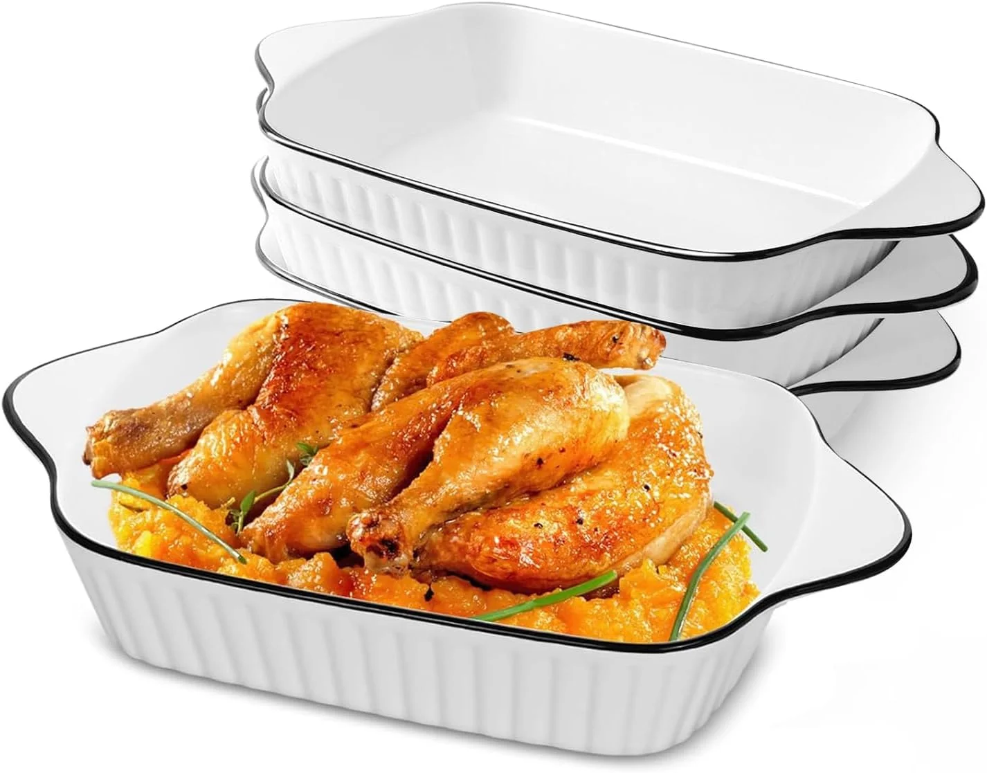 ست 4 تایی ظروف پخت کوچک 10.5 اینچی، ظروف مستطیلی لازانیا 34 اونسی - طرح الماس - ظرف پخت سرامیکی کوچک، ظروف پخت مستطیلی با دستگیره، مناسب برای فر و مایکروویو ست 4 تایی ظروف پخت کوچک 10.5 اینچی، ظروف مستطیلی لازانیا 34 اونسی - طرح الماس - ظرف پخت سرامیکی کوچک، ظروف پخت مستطیلی با دستگیره، مناسب برای فر و مایکروویو