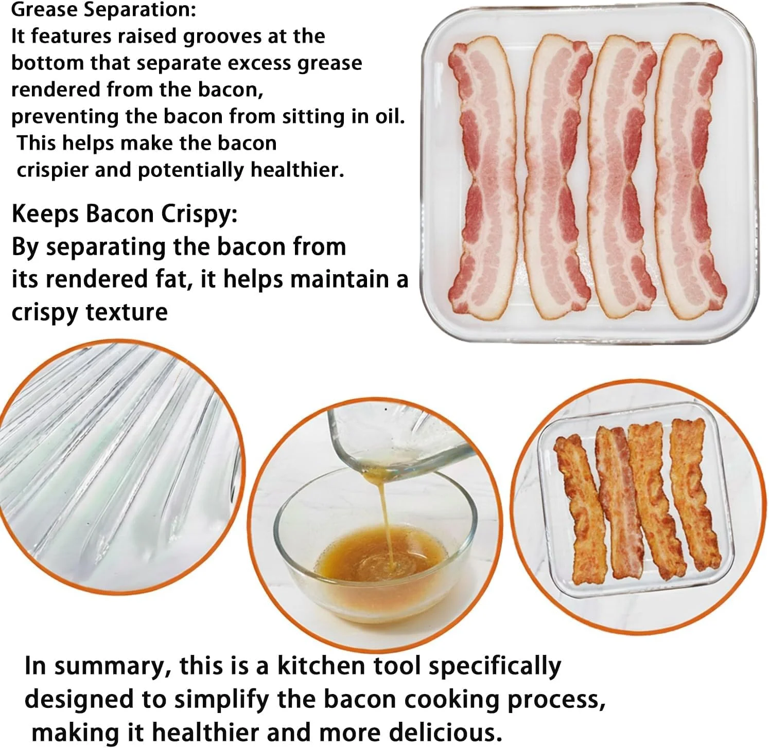 سینی گریل بیکن مایکروویو شیشه ای مربعی 10 اینچی Suonady، پخت بیکن در مایکروویو 2 عددی سینی گریل بیکن مایکروویو شیشه ای مربعی 10 اینچی Suonady، پخت بیکن در مایکروویو 2 عددی