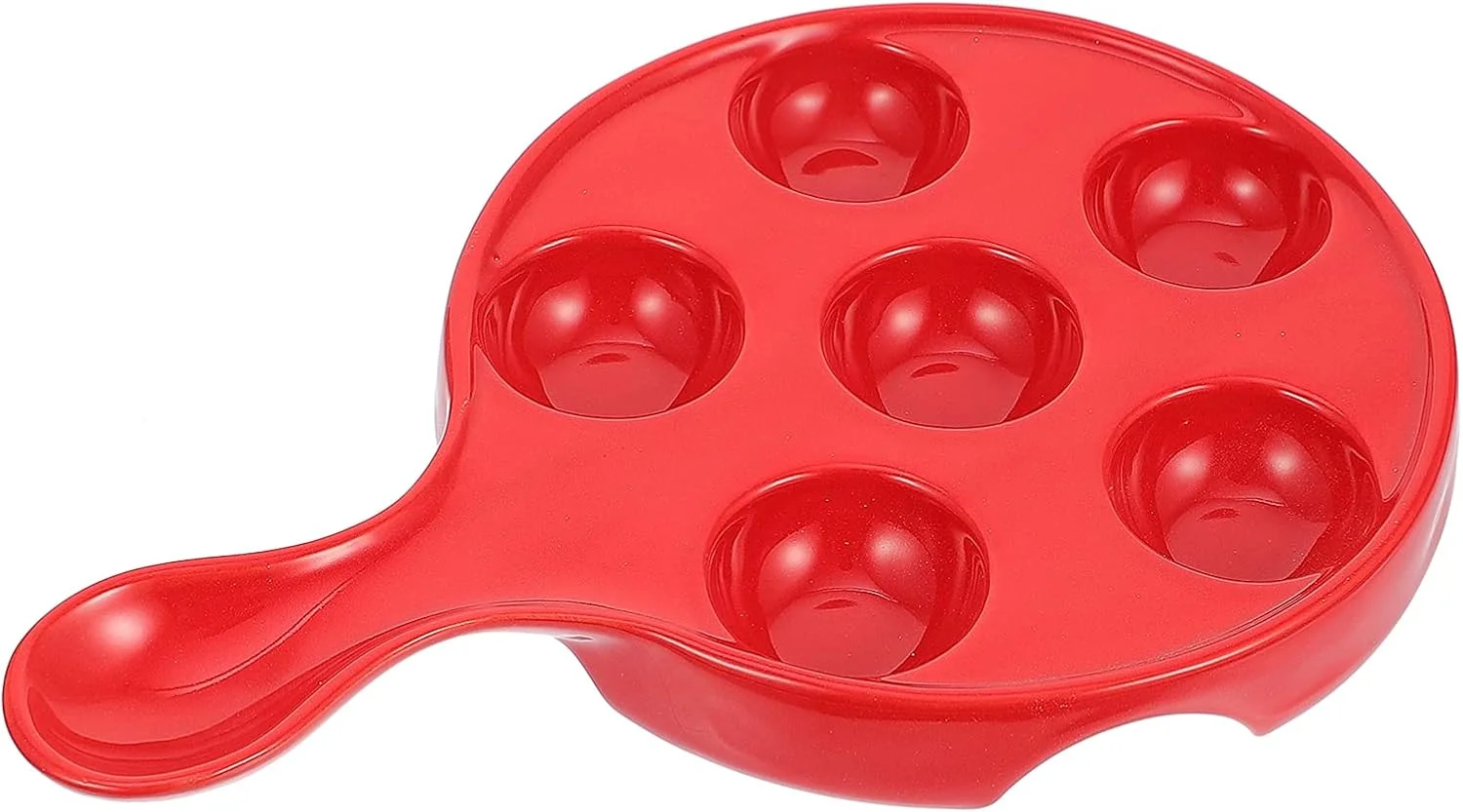 Ceramic Escargot Plates with Handle Red Snail Dish Divided Section Seafood Conch Mushroom Baking Dish 10 Inch for Home Kitchen Grilling Tableware