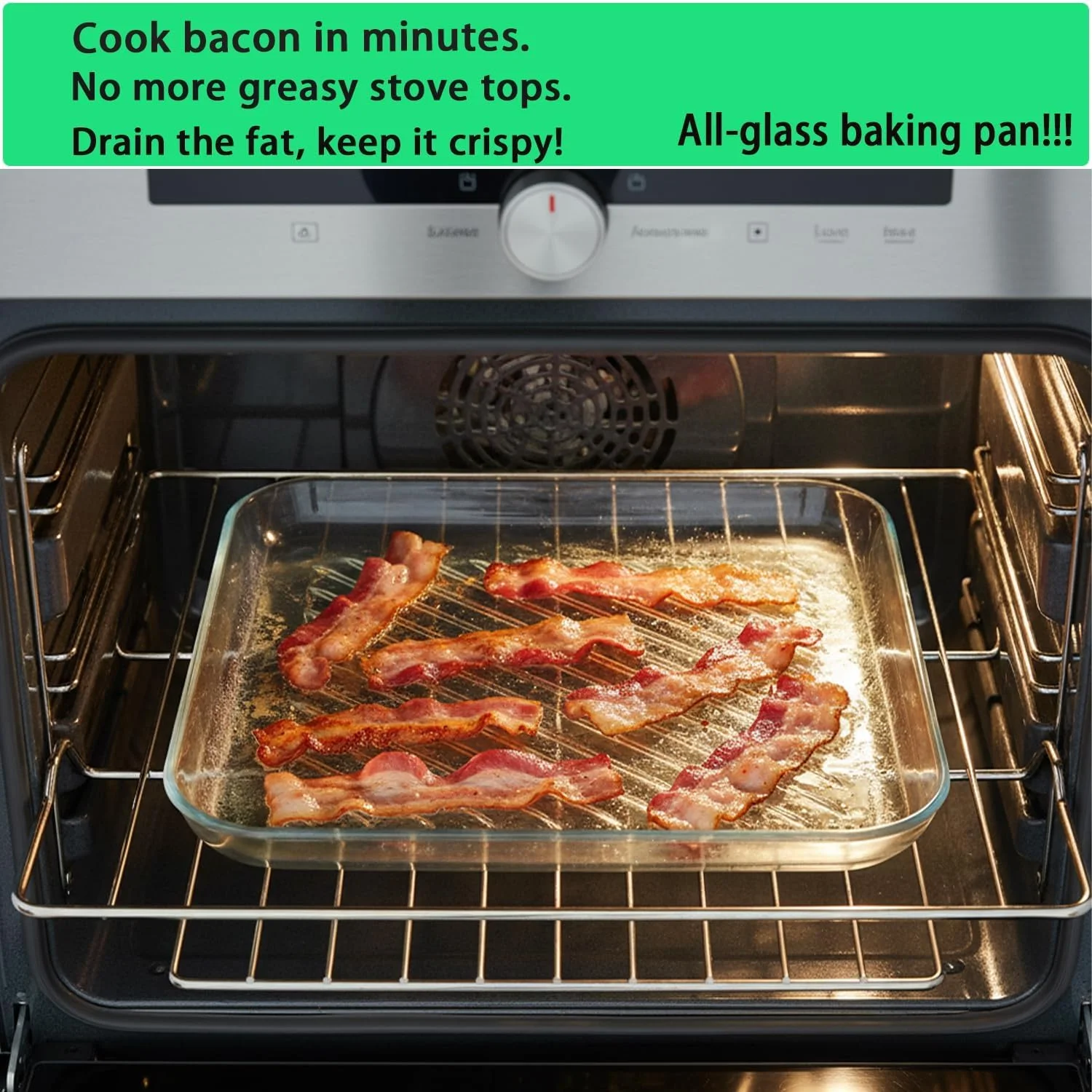 سینی گریل بیکن مایکروویو شیشه ای مربعی 10 اینچی Suonady، پخت بیکن در مایکروویو 2 عددی سینی گریل بیکن مایکروویو شیشه ای مربعی 10 اینچی Suonady، پخت بیکن در مایکروویو 2 عددی