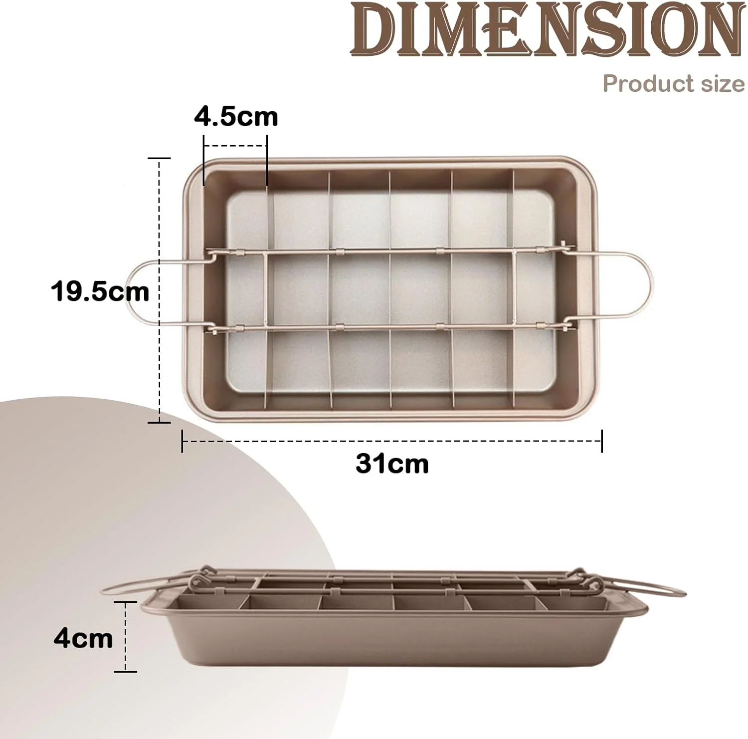 سینی براونی مستطیلی 18 قسمتی Eidoct، 900 گرمی ضخیم شده نچسب برای پخت/سینی برش خورده برای برش های حرفه ای، فولاد کربنی سینی براونی مستطیلی 18 قسمتی Eidoct، 900 گرمی ضخیم شده نچسب برای پخت/سینی برش خورده برای برش های حرفه ای، فولاد کربنی
