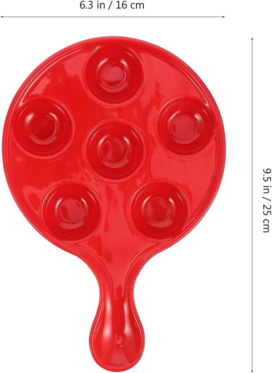 Ceramic Escargot Plates with Handle Red Snail Dish Divided Section Seafood Conch Mushroom Baking Dish 10 Inch for Home Kitchen Grilling Tableware