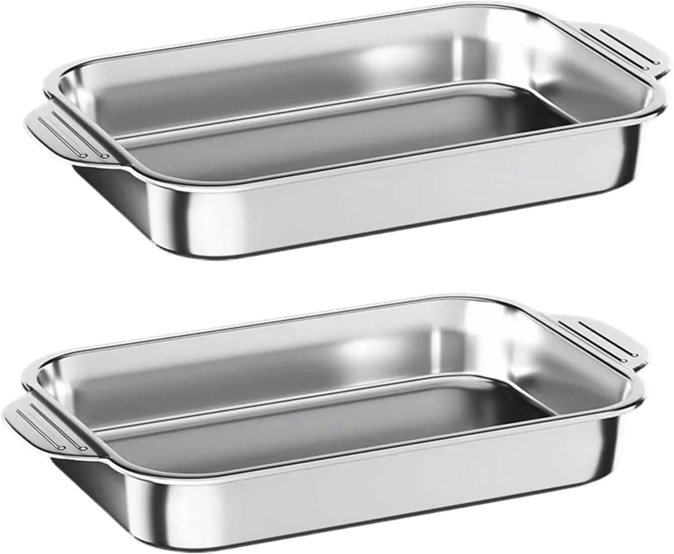 ست 2 عددی قالب کیک استیل ضد زنگ TTSITG، سینی پخت 45x27 سانتی متری با دسته، مناسب فر و قابل شستشو در ماشین ظرفشویی، مناسب برای پخت ماهی، کیک، نان، سوفله و سبزیجات ست 2 عددی قالب کیک استیل ضد زنگ TTSITG، سینی پخت 45x27 سانتی متری با دسته، مناسب فر و قابل شستشو در ماشین ظرفشویی، مناسب برای پخت ماهی، کیک، نان، سوفله و سبزیجات