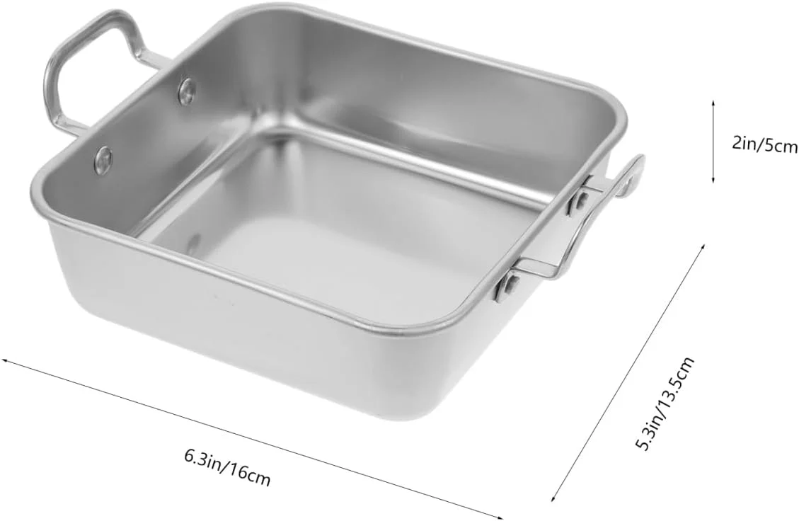 ظرف پخت مربع دو دسته استیل ضد زنگ Ciieeo، ظرف سرو کیک تیرامیسو برای مرغ سوخاری و سیب زمینی سرخ کرده، نچسب و بدون نشتی برای پخت خانگی، 12 اینچ