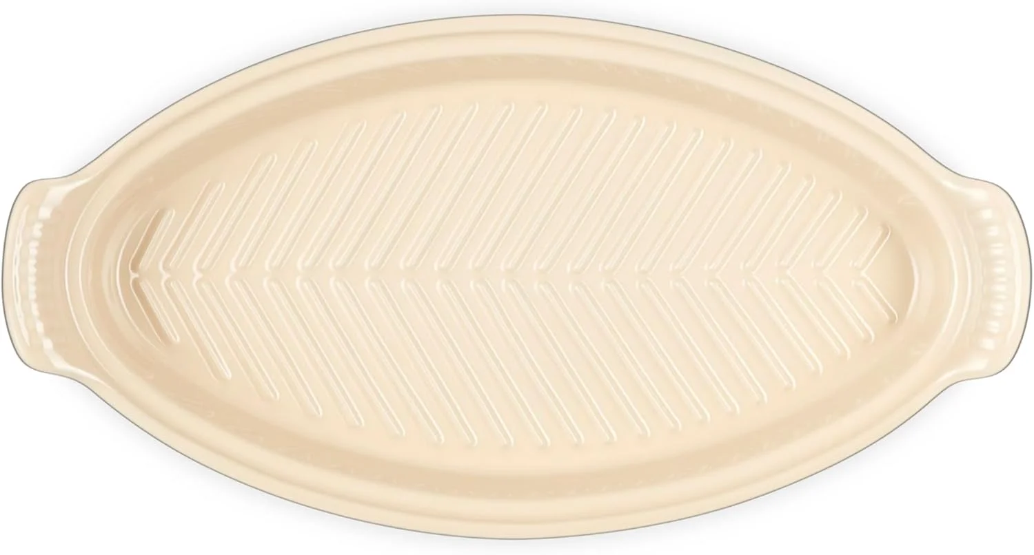 ظرف بیضی سرامیکی مخصوص پخت ماهی لو کروسه مدل Heritage، ۱.۶ لیتر، رنگ Oyster