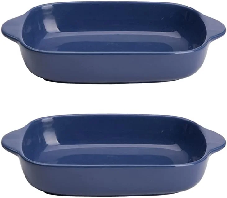 ظروف پخت سرامیکی، ظروف سرامیکی برای پخت، 2 عدد ظرف مستطیلی کوچک سرامیکی با دسته برای فر، تابه سرامیکی (آبی) ظروف پخت سرامیکی، ظروف سرامیکی برای پخت، 2 عدد ظرف مستطیلی کوچک سرامیکی با دسته برای فر، تابه سرامیکی (آبی)