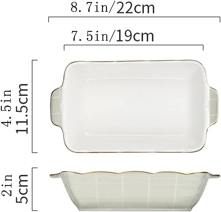 ظروف پخت سرامیکی، ظروف سرامیکی برای پخت و پز، تابه های تکی 9 اینچی، ظروف مستطیلی چینی مناسب سبزیجات (B) ظروف پخت سرامیکی، ظروف سرامیکی برای پخت و پز، تابه های تکی 9 اینچی، ظروف مستطیلی چینی مناسب سبزیجات (B)