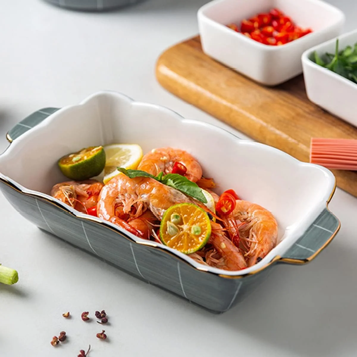 ظروف پخت سرامیکی، ظروف سرامیکی برای پخت و پز، تابه های تکی 9 اینچی، ظروف مستطیلی چینی مناسب سبزیجات (B) ظروف پخت سرامیکی، ظروف سرامیکی برای پخت و پز، تابه های تکی 9 اینچی، ظروف مستطیلی چینی مناسب سبزیجات (B)