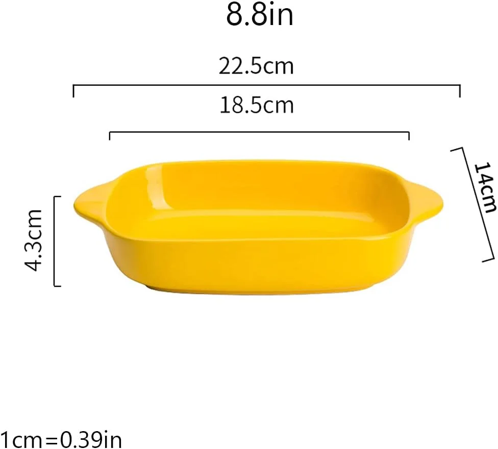 ظروف پخت سرامیکی، ظروف سرامیکی برای پخت، 2 عدد ظرف مستطیلی کوچک سرامیکی با دسته برای فر، تابه سرامیکی (آبی)
