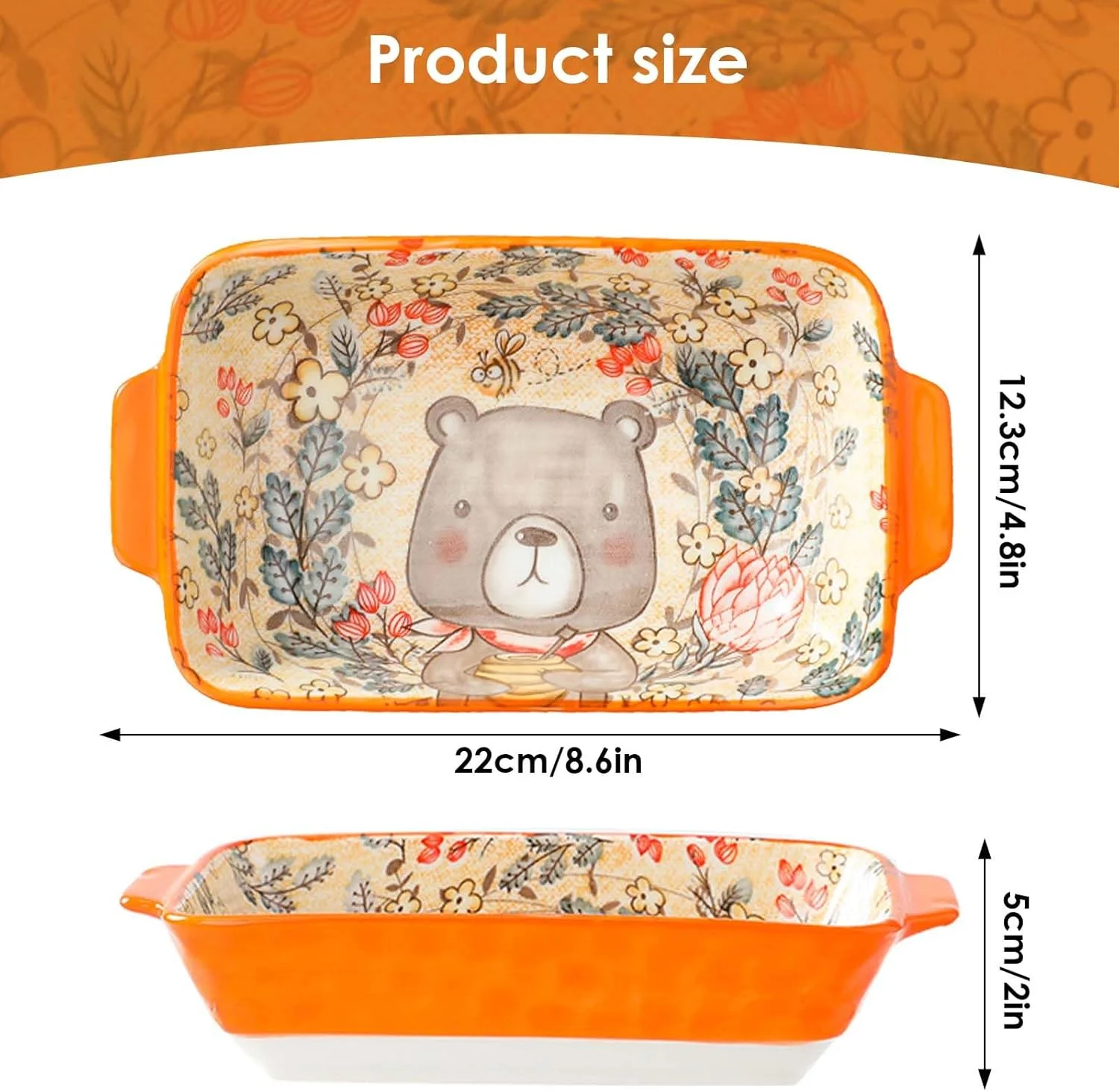 ظروف پخت مستطیلی سرامیکی کوچک با دسته برای فر و مایکروویو، تابه لازانیا و سوفله، ظرف برشتهکاری نچسب، مناسب برای سوفله، پودینگ کارامل، لازانیا، تیرامیسو، پودینگ (نارنجی) ظروف پخت مستطیلی سرامیکی کوچک با دسته برای فر و مایکروویو، تابه لازانیا و سوفله، ظرف برشتهکاری نچسب، مناسب برای سوفله، پودینگ کارامل، لازانیا، تیرامیسو، پودینگ (نارنجی)