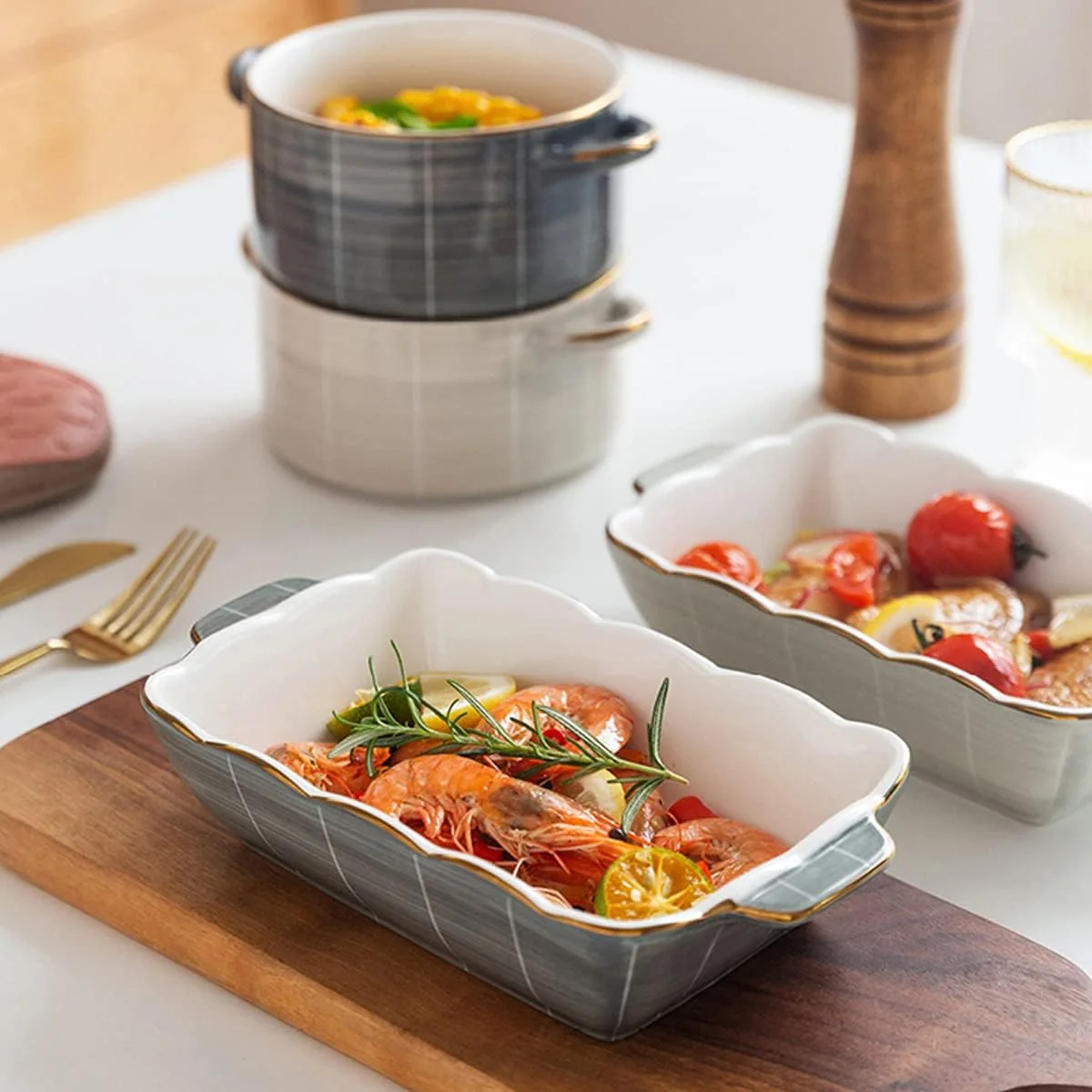 ظروف پخت سرامیکی، ظروف سرامیکی برای پخت و پز، تابه های تکی 9 اینچی، ظروف مستطیلی چینی مناسب سبزیجات (B) ظروف پخت سرامیکی، ظروف سرامیکی برای پخت و پز، تابه های تکی 9 اینچی، ظروف مستطیلی چینی مناسب سبزیجات (B)