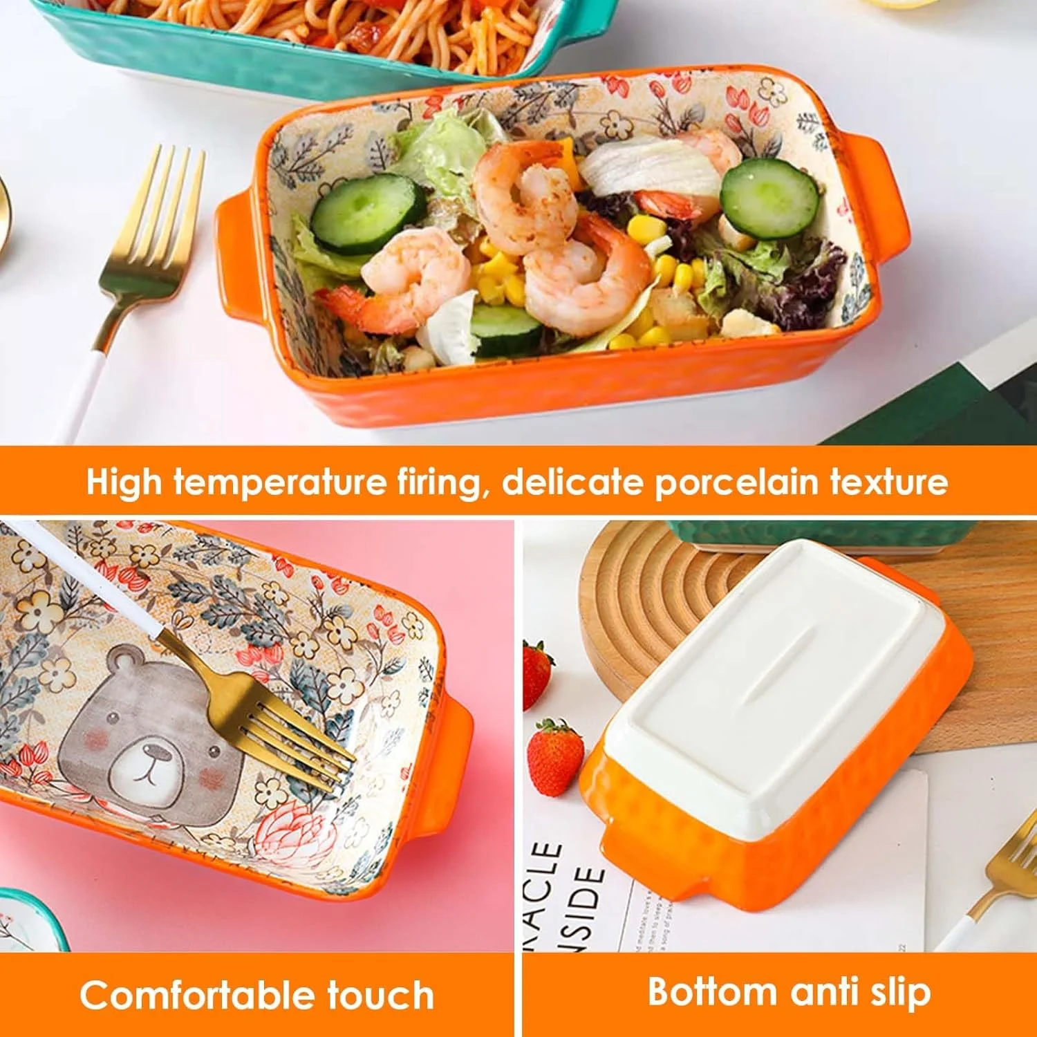 ظروف پخت مستطیلی سرامیکی کوچک با دسته برای فر و مایکروویو، تابه لازانیا و سوفله، ظرف برشتهکاری نچسب، مناسب برای سوفله، پودینگ کارامل، لازانیا، تیرامیسو، پودینگ (نارنجی) ظروف پخت مستطیلی سرامیکی کوچک با دسته برای فر و مایکروویو، تابه لازانیا و سوفله، ظرف برشتهکاری نچسب، مناسب برای سوفله، پودینگ کارامل، لازانیا، تیرامیسو، پودینگ (نارنجی)