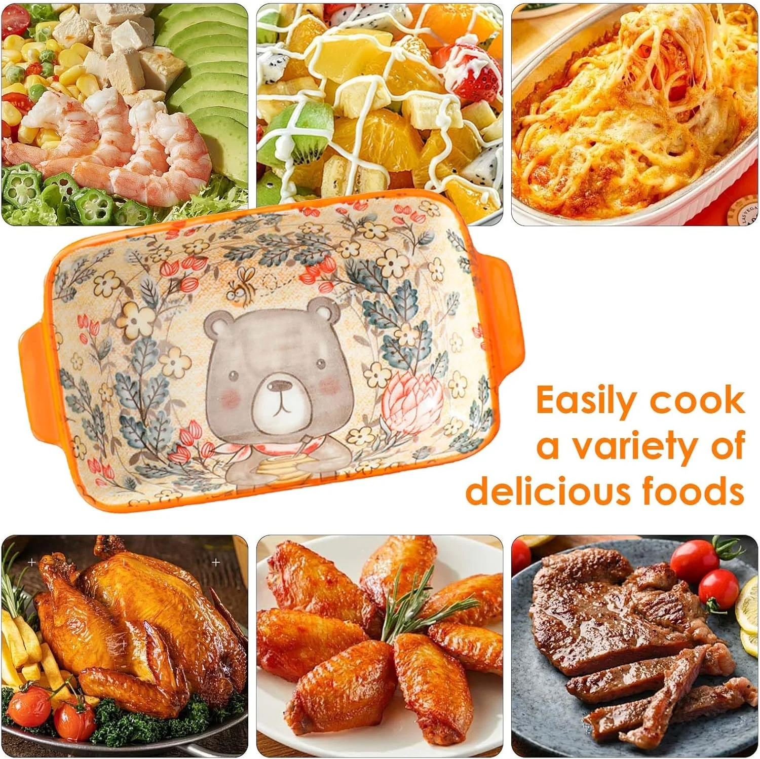 ظروف پخت مستطیلی سرامیکی کوچک با دسته برای فر و مایکروویو، تابه لازانیا و سوفله، ظرف برشتهکاری نچسب، مناسب برای سوفله، پودینگ کارامل، لازانیا، تیرامیسو، پودینگ (نارنجی) ظروف پخت مستطیلی سرامیکی کوچک با دسته برای فر و مایکروویو، تابه لازانیا و سوفله، ظرف برشتهکاری نچسب، مناسب برای سوفله، پودینگ کارامل، لازانیا، تیرامیسو، پودینگ (نارنجی)