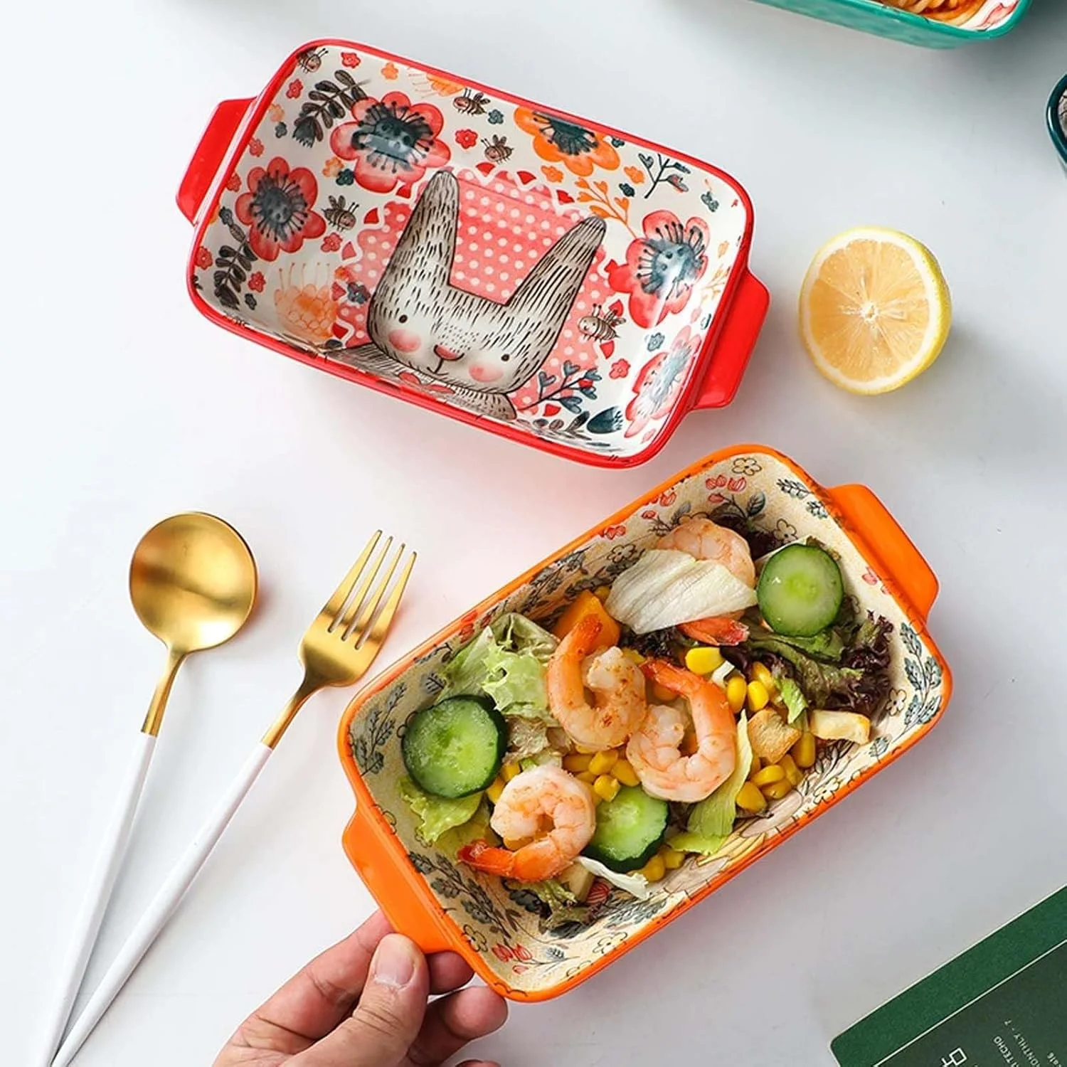 ظروف پخت مستطیلی سرامیکی کوچک با دسته برای فر و مایکروویو، تابه لازانیا و سوفله، ظرف برشتهکاری نچسب، مناسب برای سوفله، پودینگ کارامل، لازانیا، تیرامیسو، پودینگ (نارنجی) ظروف پخت مستطیلی سرامیکی کوچک با دسته برای فر و مایکروویو، تابه لازانیا و سوفله، ظرف برشتهکاری نچسب، مناسب برای سوفله، پودینگ کارامل، لازانیا، تیرامیسو، پودینگ (نارنجی)