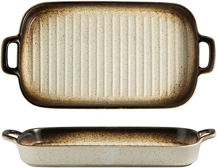 ظروف پخت سرامیکی، ظرف مستطیلی سرامیکی برای پخت کیک، ظرف پخت سرامیکی با دسته دوتایی (B) ظروف پخت سرامیکی، ظرف مستطیلی سرامیکی برای پخت کیک، ظرف پخت سرامیکی با دسته دوتایی (B)