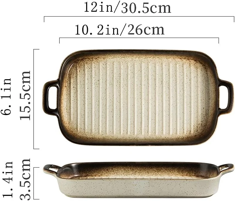 ظروف پخت سرامیکی، ظرف مستطیلی سرامیکی برای پخت کیک، ظرف پخت سرامیکی با دسته دوتایی (B) ظروف پخت سرامیکی، ظرف مستطیلی سرامیکی برای پخت کیک، ظرف پخت سرامیکی با دسته دوتایی (B)