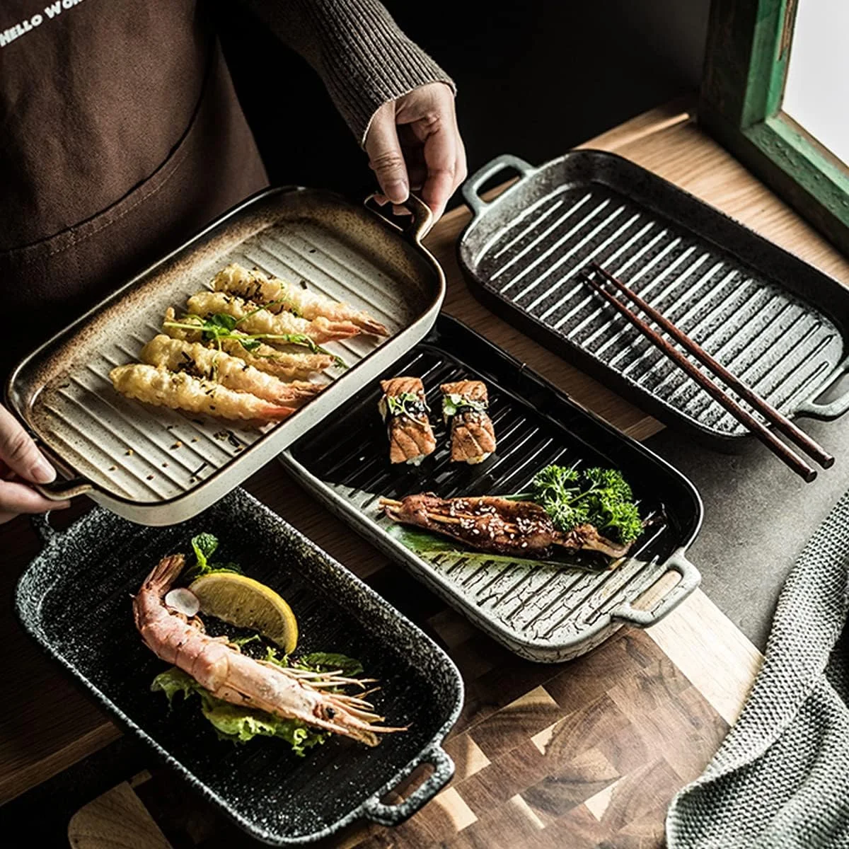 ظروف پخت سرامیکی، ظرف مستطیلی سرامیکی برای پخت کیک، ظرف پخت سرامیکی با دسته دوتایی (B) ظروف پخت سرامیکی، ظرف مستطیلی سرامیکی برای پخت کیک، ظرف پخت سرامیکی با دسته دوتایی (B)