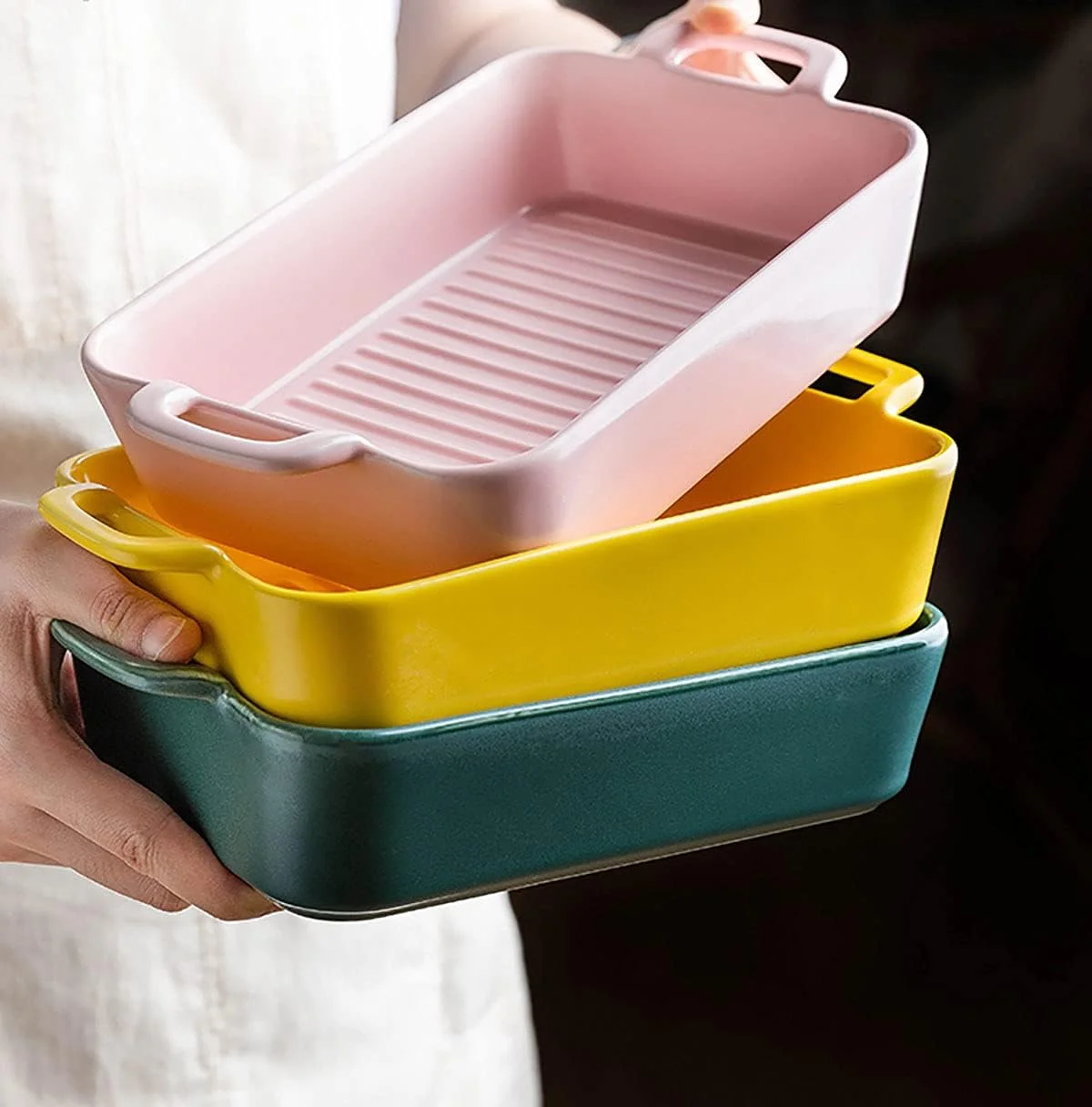 ظروف پخت سرامیکی، سری ظروف پخت مستطیلی، ست 2 عددی مناسب فر ظروف پخت سرامیکی، سری ظروف پخت مستطیلی، ست 2 عددی مناسب فر