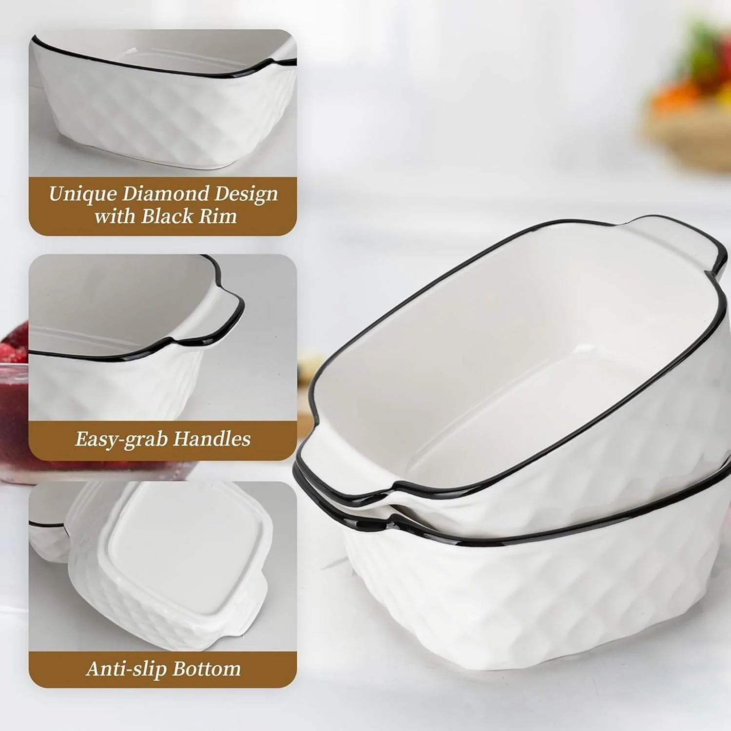 ست 3 عددی کاسه سرامیکی 400 میلی لیتری، کاسه سوپ مربع با دسته، مناسب برای مایکروویو ست 3 عددی کاسه سرامیکی 400 میلی لیتری، کاسه سوپ مربع با دسته، مناسب برای مایکروویو