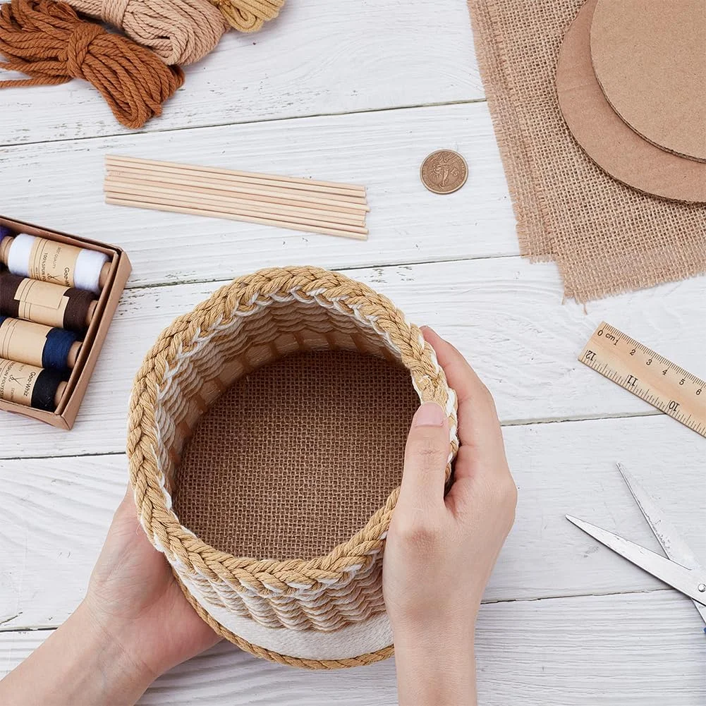 کیت سبد بافتنی FREEBLOSS، کیت سبد بافتنی مقوایی گرد، کیت سبدهای بافتنی طناب مکرومه DIY برای مبتدیان، لوازم بافت مکرومه، هنر بافتنی دستی خلاقانه (زرد و سفید) کیت سبد بافتنی FREEBLOSS، کیت سبد بافتنی مقوایی گرد، کیت سبدهای بافتنی طناب مکرومه DIY برای مبتدیان، لوازم بافت مکرومه، هنر بافتنی دستی خلاقانه (زرد و سفید)