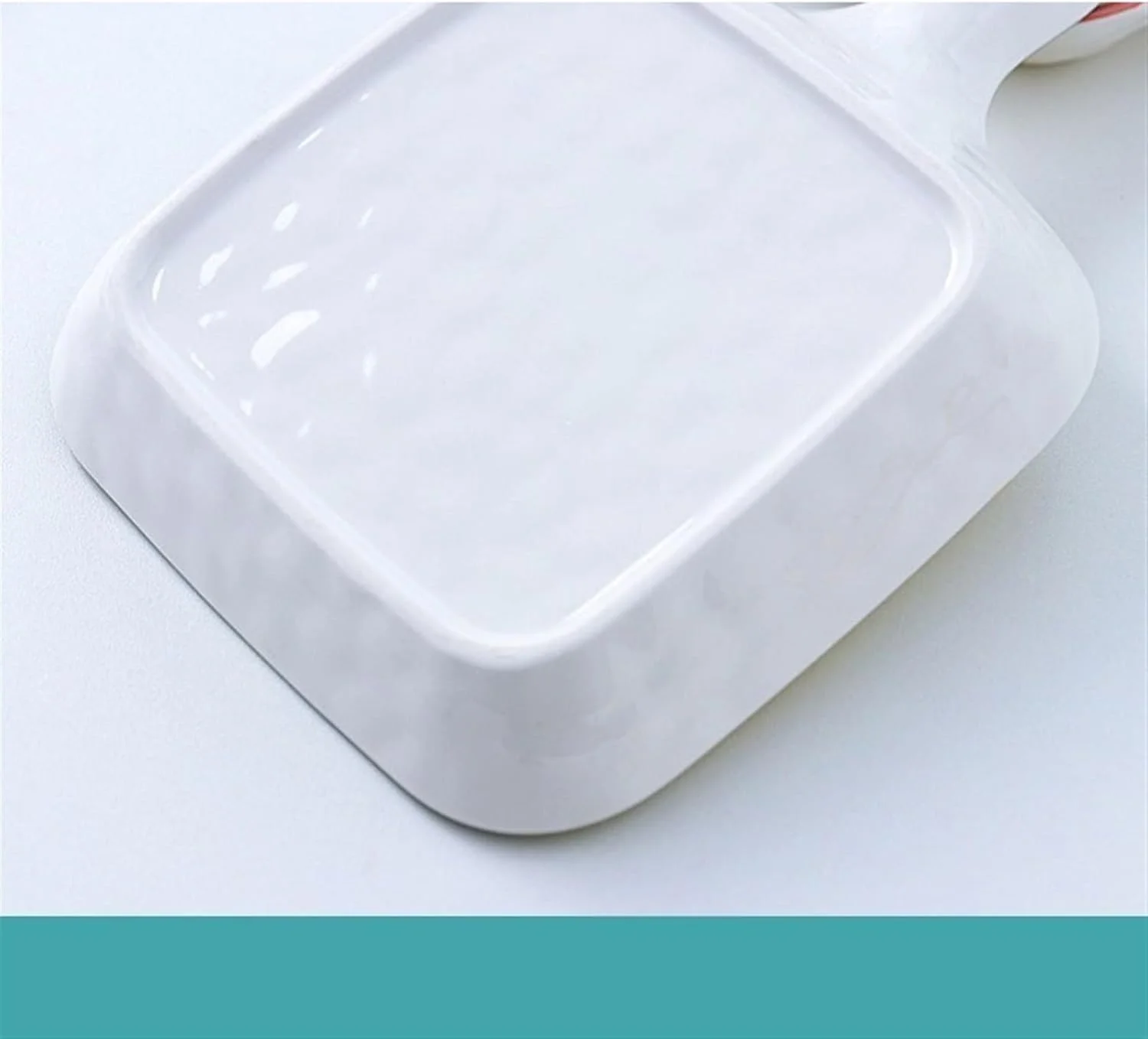 ظرف پخت سرامیکی، ظرف سرامیکی مقاوم در برابر حرارت بالا با دسته، ظرف پخت خانگی، بشقاب برنج پخته شده با پنیر، ظرف مخصوص فر، ظرف سوفله چینی (سبز)