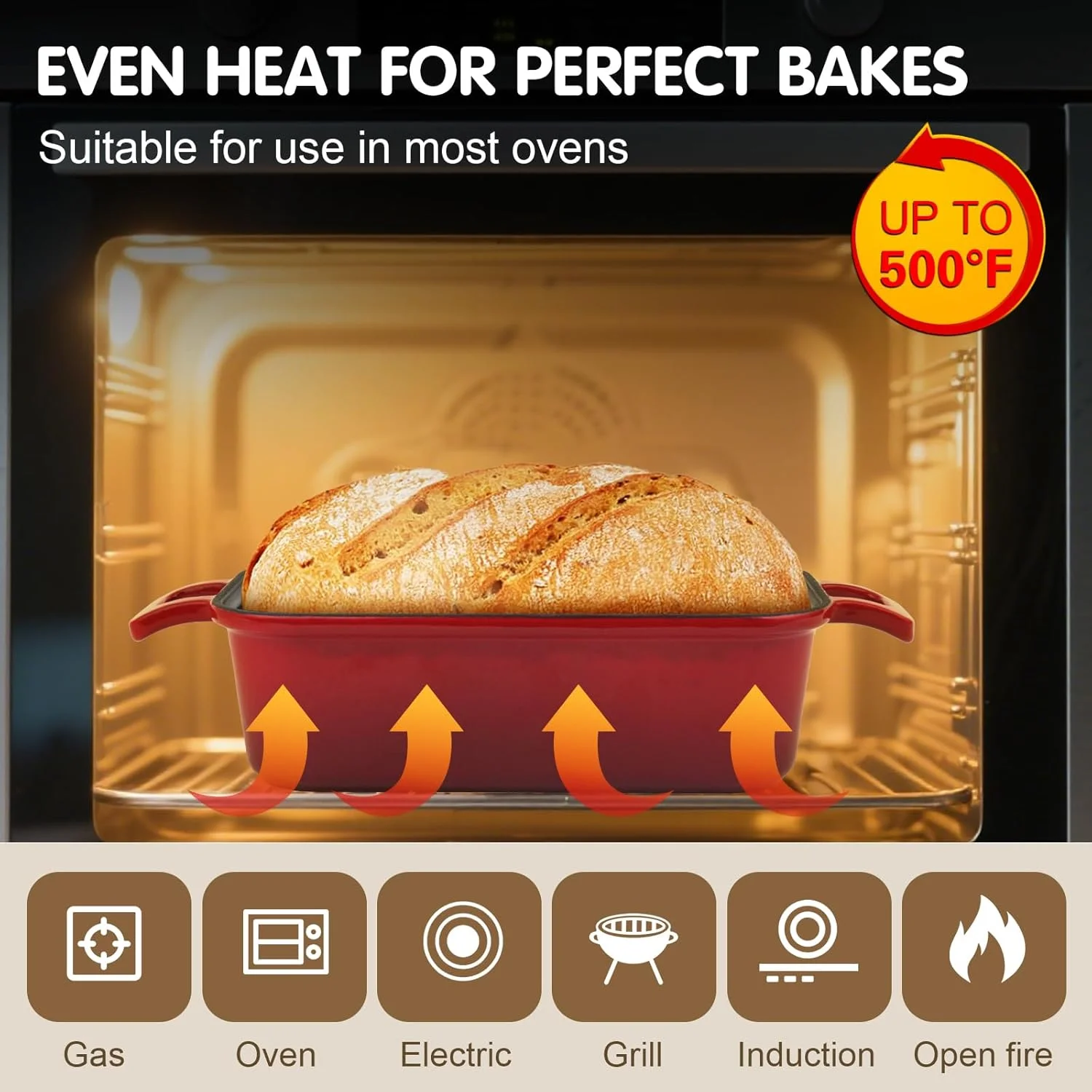 ظرف نان چدنی با درب، قالب پخت نان برای نان خمیر ترش، دارای دو دسته ظرف نان چدنی با درب، قالب پخت نان برای نان خمیر ترش، دارای دو دسته