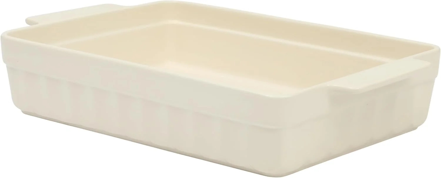 ظرف پخت مستطیلی سرامیکی مارتا استوارت مدل Broadbrook، سایز 33x23 سانتی متر، دارای دسته، جنس سنگ سرامیک با لعاب کرم رنگ مناسب برای تهیه سوفله، لازانیا، گوشت و دسر، قابل استفاده در فر و ماشین ظرفشویی ظرف پخت مستطیلی سرامیکی مارتا استوارت مدل Broadbrook، سایز 33x23 سانتی متر، دارای دسته، جنس سنگ سرامیک با لعاب کرم رنگ مناسب برای تهیه سوفله، لازانیا، گوشت و دسر، قابل استفاده در فر و ماشین ظرفشویی
