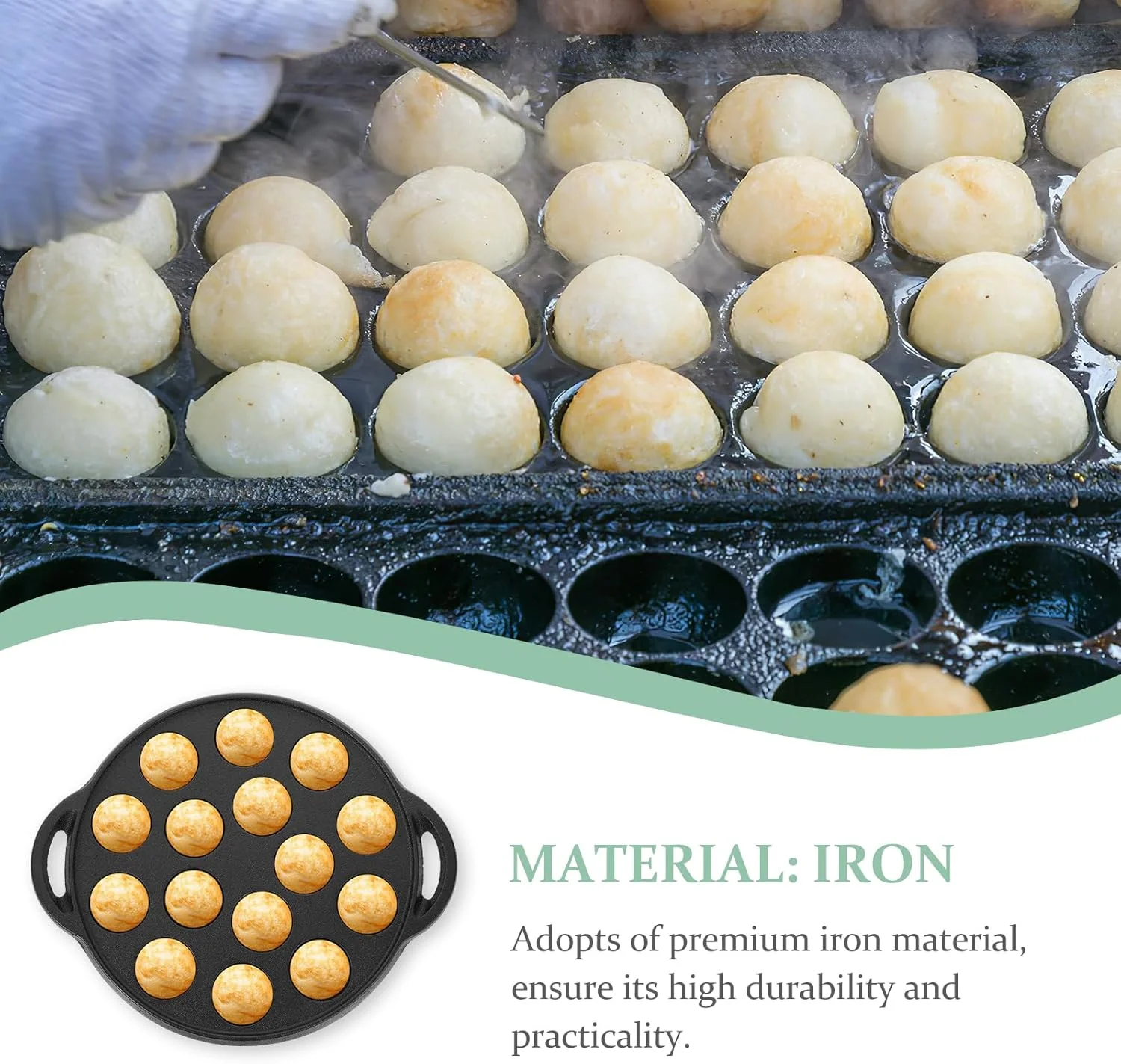 تابه چدنی ابلسکیورک Cabilock ظرف حلزون بشقاب حلزون قارچ بشقاب حلزون 15 حفره برای پخت و پز تابه چدنی ابلسکیورک Cabilock ظرف حلزون بشقاب حلزون قارچ بشقاب حلزون 15 حفره برای پخت و پز