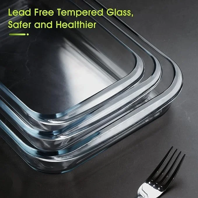 ست ظروف پیرکس پخت و پز - 3 عدد، 1 لیتری (سایز کوچک) مربعی، 1.5 لیتری (سایز متوسط)، 2.2 لیتری (سایز بزرگ)، ظرف پخت شیشه ای، ظروف پخت برای لازانیا، باقیمانده غذا، قابل استفاده از فریزر به فر و قابل شستشو در ماشین ظرفشویی. ست ظروف پیرکس پخت و پز - 3 عدد، 1 لیتری (سایز کوچک) مربعی، 1.5 لیتری (سایز متوسط)، 2.2 لیتری (سایز بزرگ)، ظرف پخت شیشه ای، ظروف پخت برای لازانیا، باقیمانده غذا، قابل استفاده از فریزر به فر و قابل شستشو در ماشین ظرفشویی.