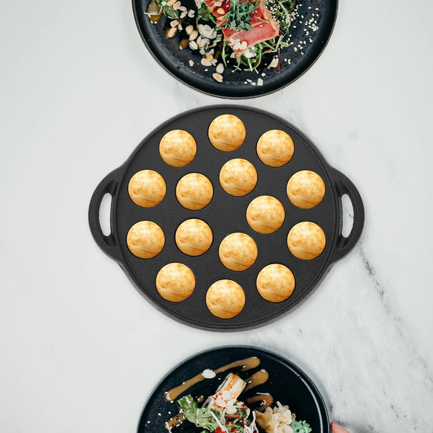 تابه چدنی ابلسکیورک Cabilock ظرف حلزون بشقاب حلزون قارچ بشقاب حلزون 15 حفره برای پخت و پز تابه چدنی ابلسکیورک Cabilock ظرف حلزون بشقاب حلزون قارچ بشقاب حلزون 15 حفره برای پخت و پز