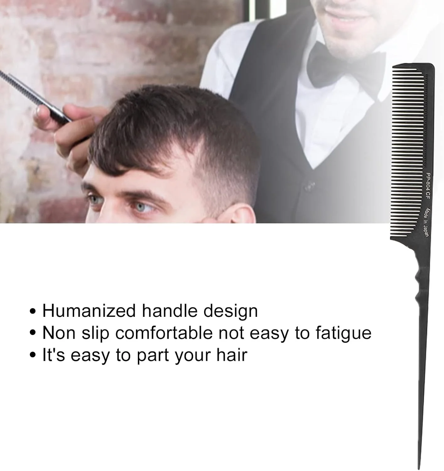 شانه مو Jaerb، شانه دم موشی ضد لغزش، درجه حرفه ای، بادوام، با دستگیره راحت برای انواع مو، مشکی