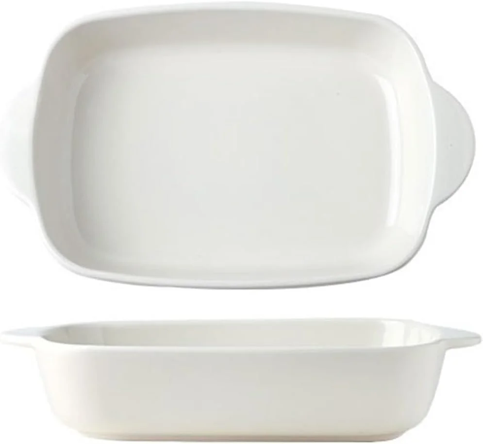 ظرف پخت و پز ظرف پخت برنج پخته شده با پنیر، ظروف مخصوص فر، ظرف سرامیکی، بشقاب مستطیلی دو گوش برای مایکروویو سینی پخت (سفید، 11 اینچ) ظرف پخت و پز ظرف پخت برنج پخته شده با پنیر، ظروف مخصوص فر، ظرف سرامیکی، بشقاب مستطیلی دو گوش برای مایکروویو سینی پخت (سفید، 11 اینچ)