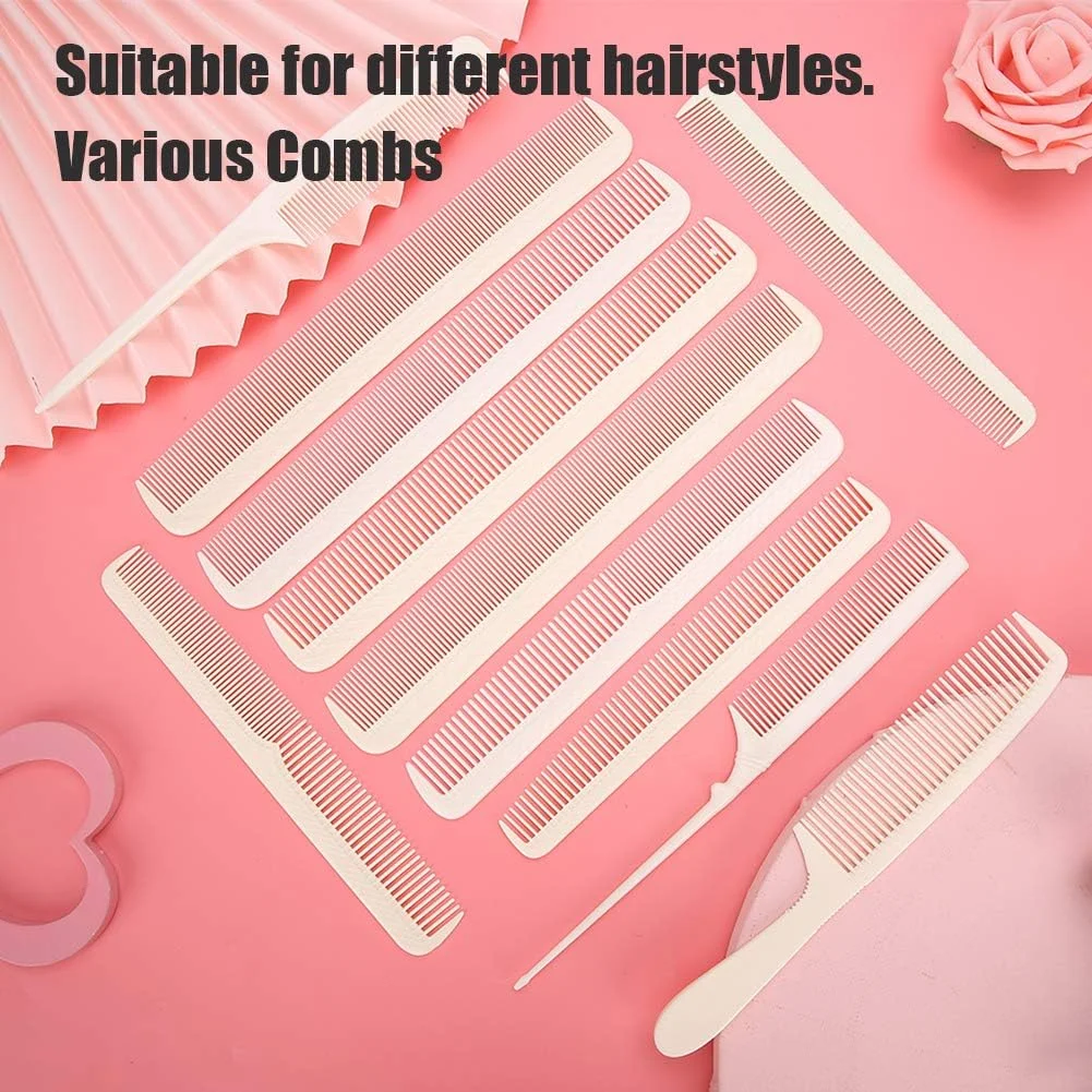 شانه‌های حالت دهنده مو، شانه دم موشی حرفه ای، راحت، ضد الکتریسیته ساکن و با کیفیت بالا، شانه برش مو، مناسب برای آرایشگاه و استفاده در منزل (سفید)