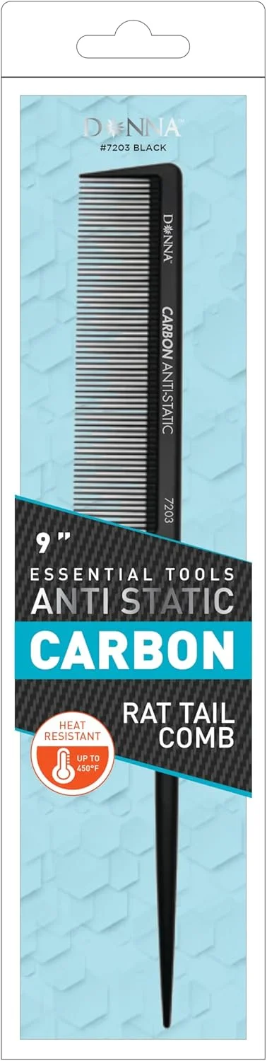 شانه‌های کربنی ضد الکتریسیته ساکن DONNA، شانه دم موشی 9 اینچی، عالی برای انواع مو، شانه حالت دهنده مو برای زنان، مردان و سالن