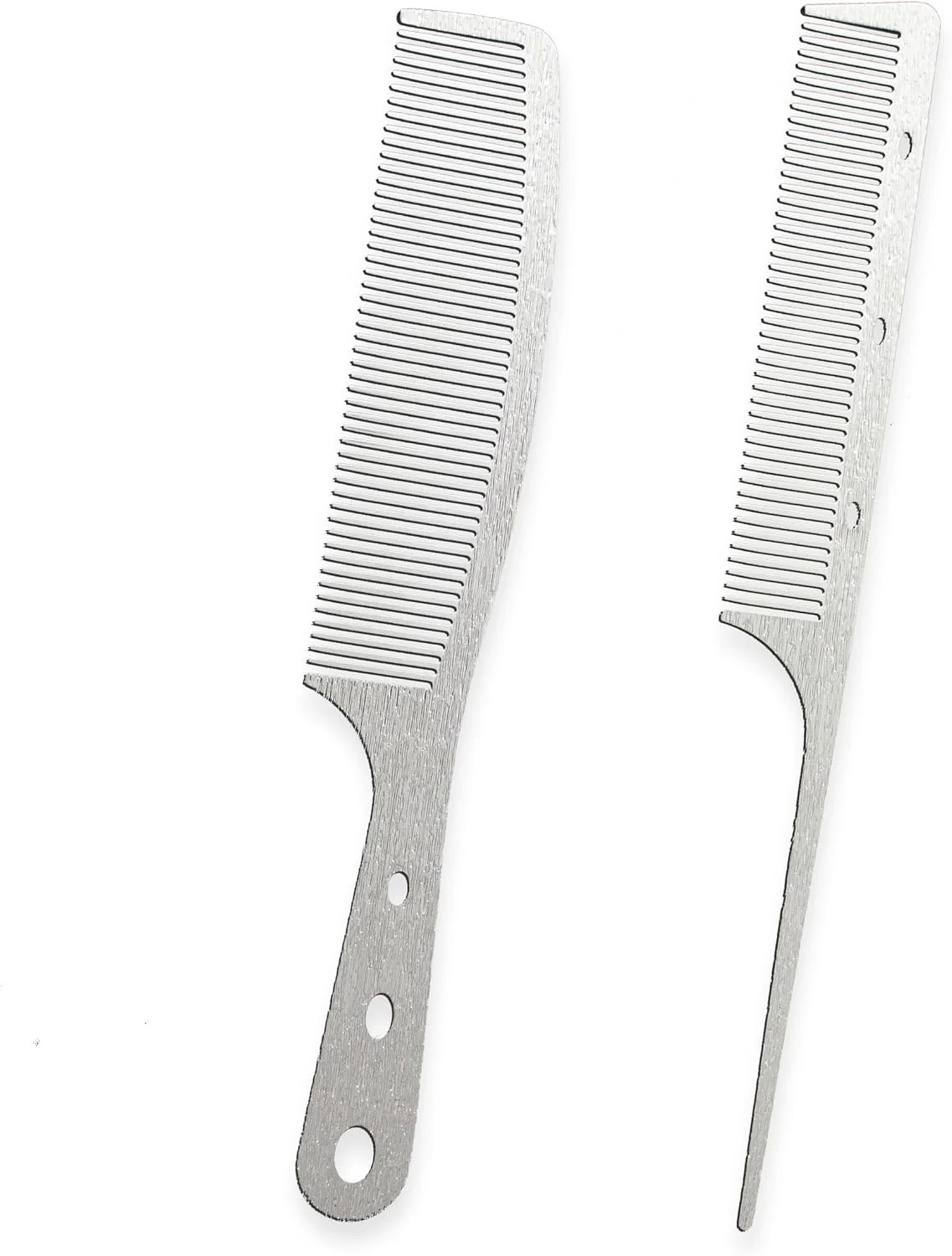 شانه موی استیل Dolmifapro، 2 عدد، شانه دم موشی، شانه آرایشگری سوزنی، مناسب برای آرایشگران، شانه فلزی طرح چوب برای موی بانوان