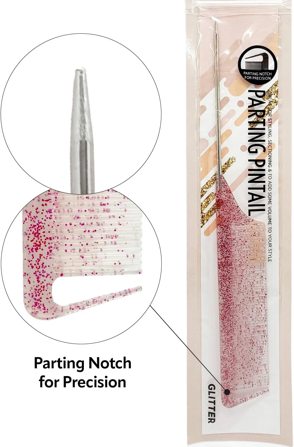 شانه دم باریک Donna – ابزار پوش دهی مقاوم در برابر حرارت، 1 عدد (اکلیلی صورتی)