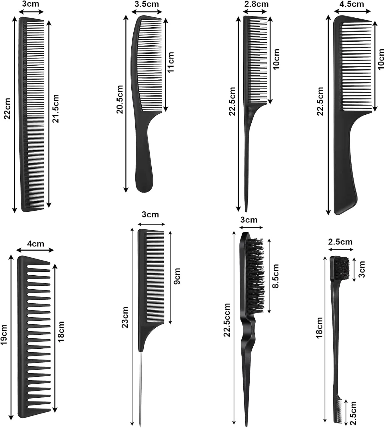 مجموعه برس موی 15 عددی Fuyamp، مجموعه شانه حالت دهنده، برس مو با موهای پلاستیکی، شانه پوش دهنده، برس موی لبه دار، شانه های مرتب کننده، شانه دم موشی محکم، برس لبه دو طرفه برای صاف کردن موی خانم ها (استایل 2)