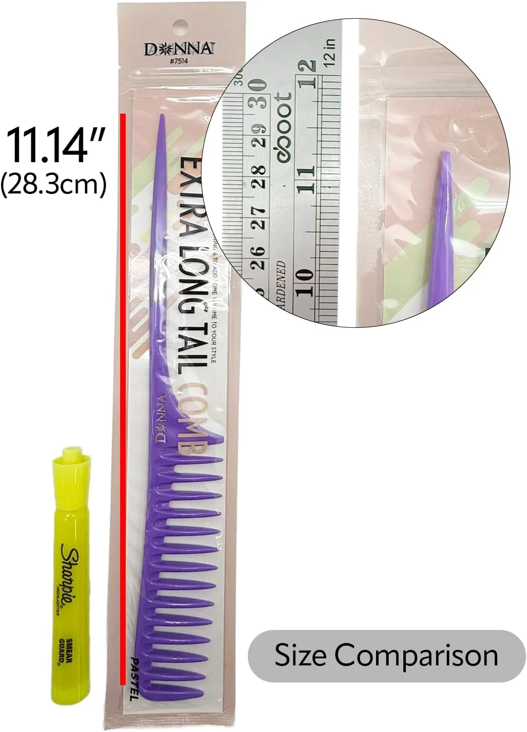 شانه دم باریک فوق العاده بلند DONNA - شانه حالت دهنده دندانه پهن با دسته بلند برای جدا کردن، بخش بندی و بافتن مو - شانه موی پاستلی آنتی استاتیک برای موهای طبیعی و مجعد (سبز)