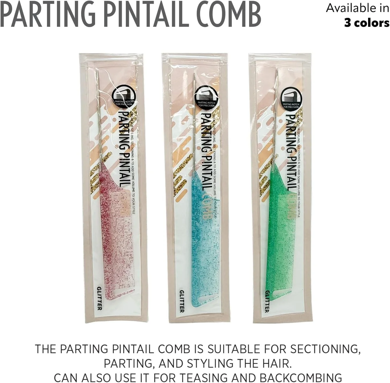 شانه دم باریک Donna – ابزار پوش دهی مقاوم در برابر حرارت، 1 عدد (اکلیلی صورتی)