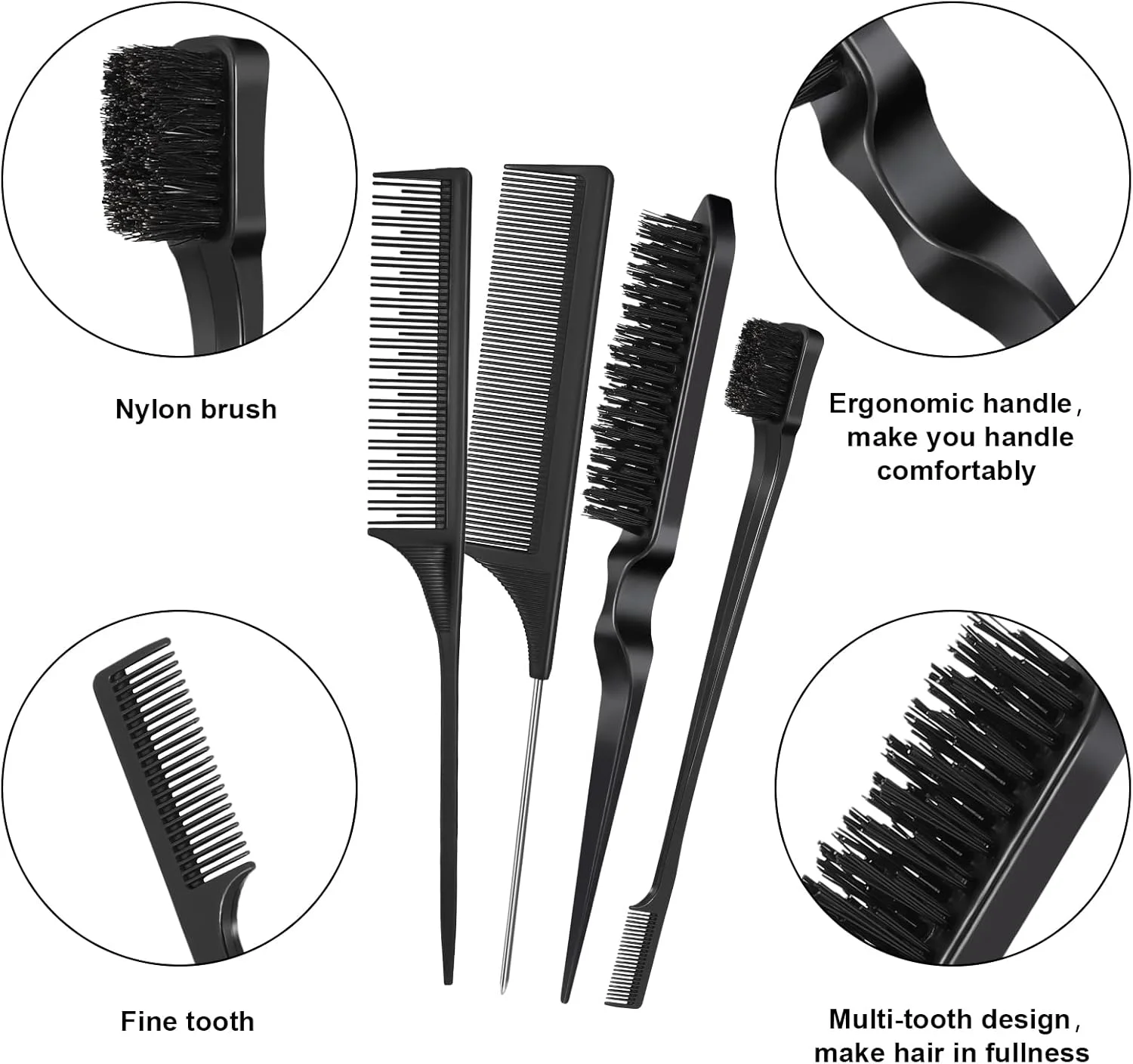 مجموعه برس موی 15 عددی Fuyamp، مجموعه شانه حالت دهنده، برس مو با موهای پلاستیکی، شانه پوش دهنده، برس موی لبه دار، شانه های مرتب کننده، شانه دم موشی محکم، برس لبه دو طرفه برای صاف کردن موی خانم ها (استایل 2)