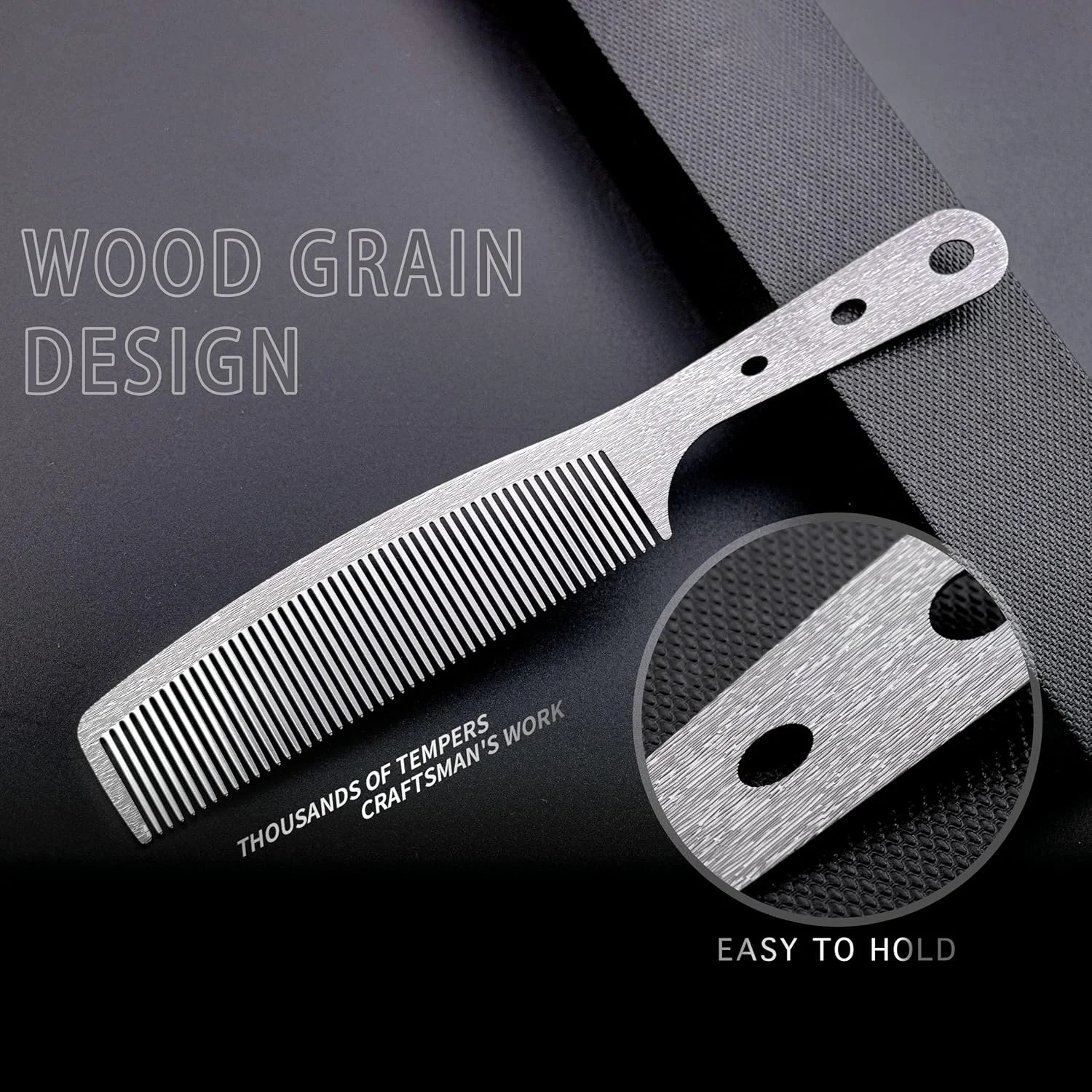 شانه موی استیل Dolmifapro، 2 عدد، شانه دم موشی، شانه آرایشگری سوزنی، مناسب برای آرایشگران، شانه فلزی طرح چوب برای موی بانوان