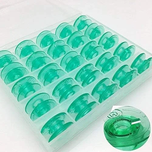 قرقره پلاستیکی شفاف سبز FQTANJU، 25 عدد در جعبه - #4125615-45، مناسب برای چرخ خیاطی های وایکینگ هاسکوارنا دیزاینر، پلاتینیوم، سری لیلی و همچنین مناسب برای چرخ خیاطی های وایت