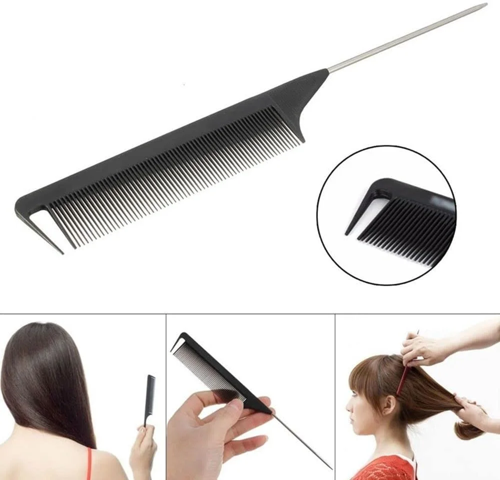 شانه دم موشی کربنی، شانه پوش دهنده مو، شانه دم باریک، شانه مشکی حالت دهنده مو، شانه استیل ضد زنگ، شانه پوش حرارتی مناسب برای آقایان و بانوان