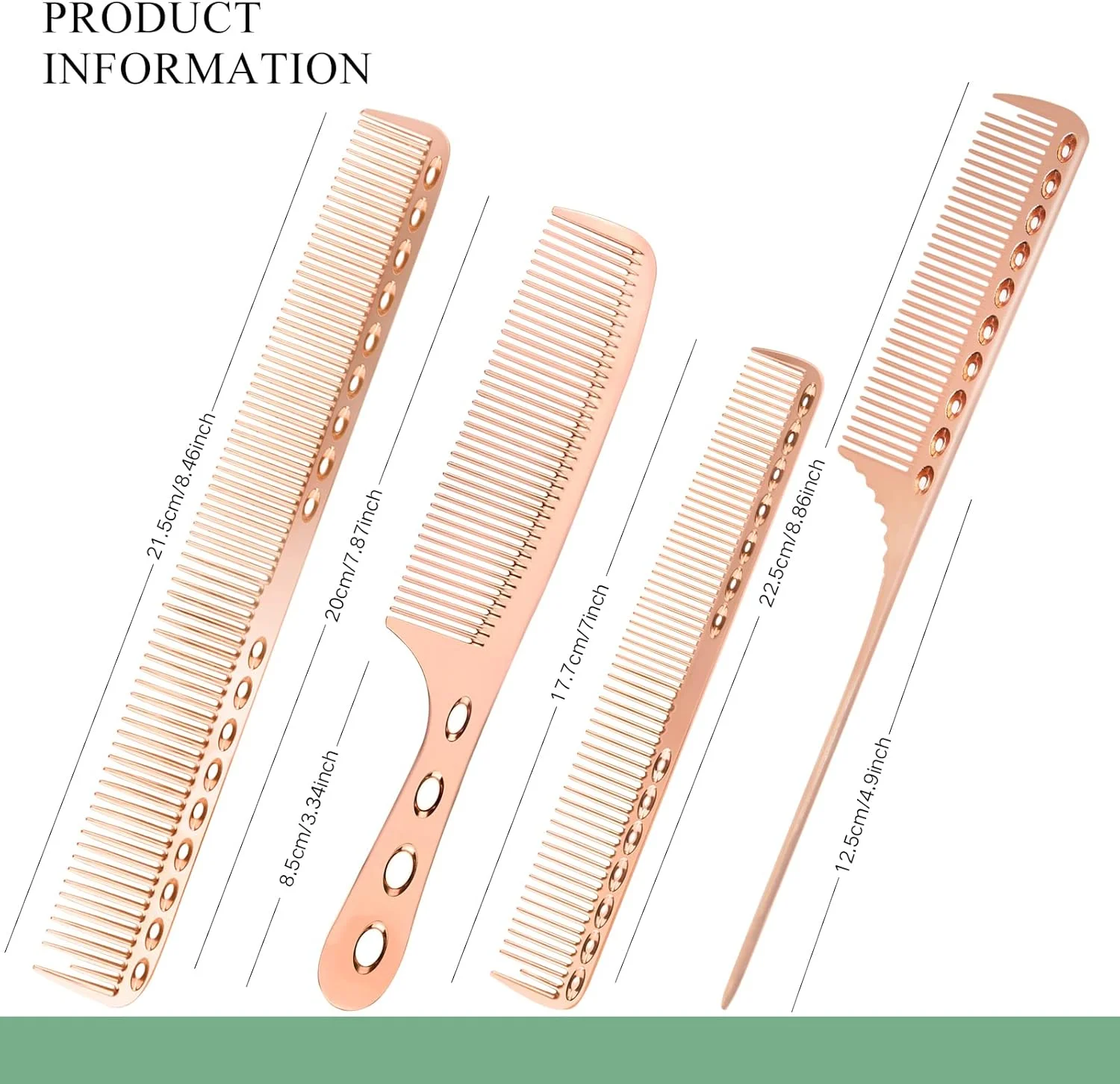 مجموعه شانه فلزی CestoMen شامل 4 نوع شانه آلومینیومی حرفه ای برای آرایش مو، مناسب برای آرایشگران، شامل شانه برش ظریف، شانه دم موشی و شانه باز کننده گره مو