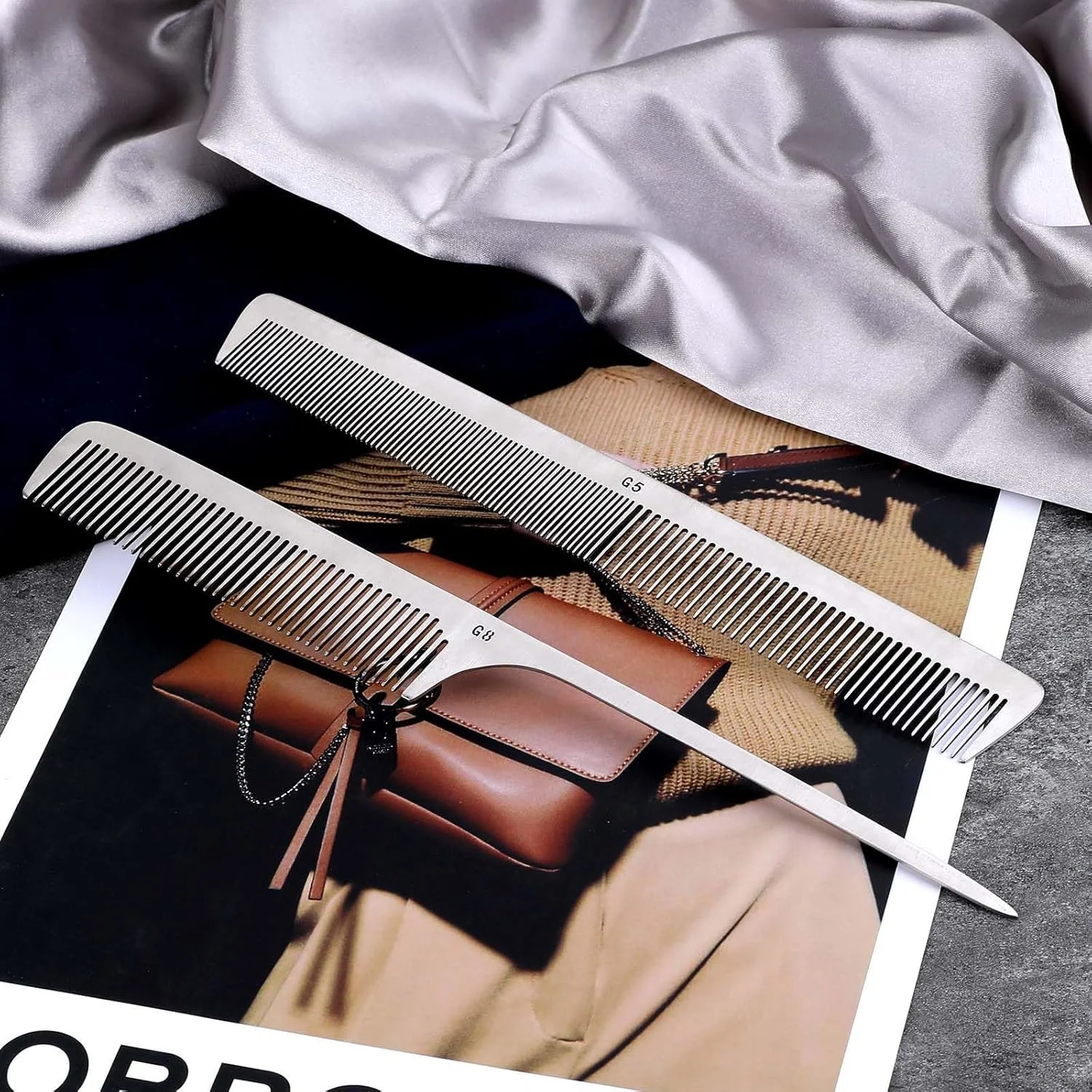 شانه مو استیل Bukela، 2 عدد شانه دم موشی فلزی با شانه آرایشگری سر صاف فلزی، شانه پوش دهنده دم باریک برای حالت دادن و برش مو