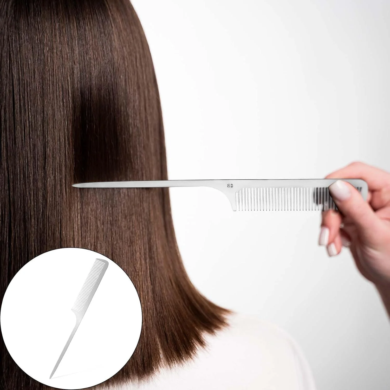 شانه مو استیل Bukela، 2 عدد شانه دم موشی فلزی با شانه آرایشگری سر صاف فلزی، شانه پوش دهنده دم باریک برای حالت دادن و برش مو