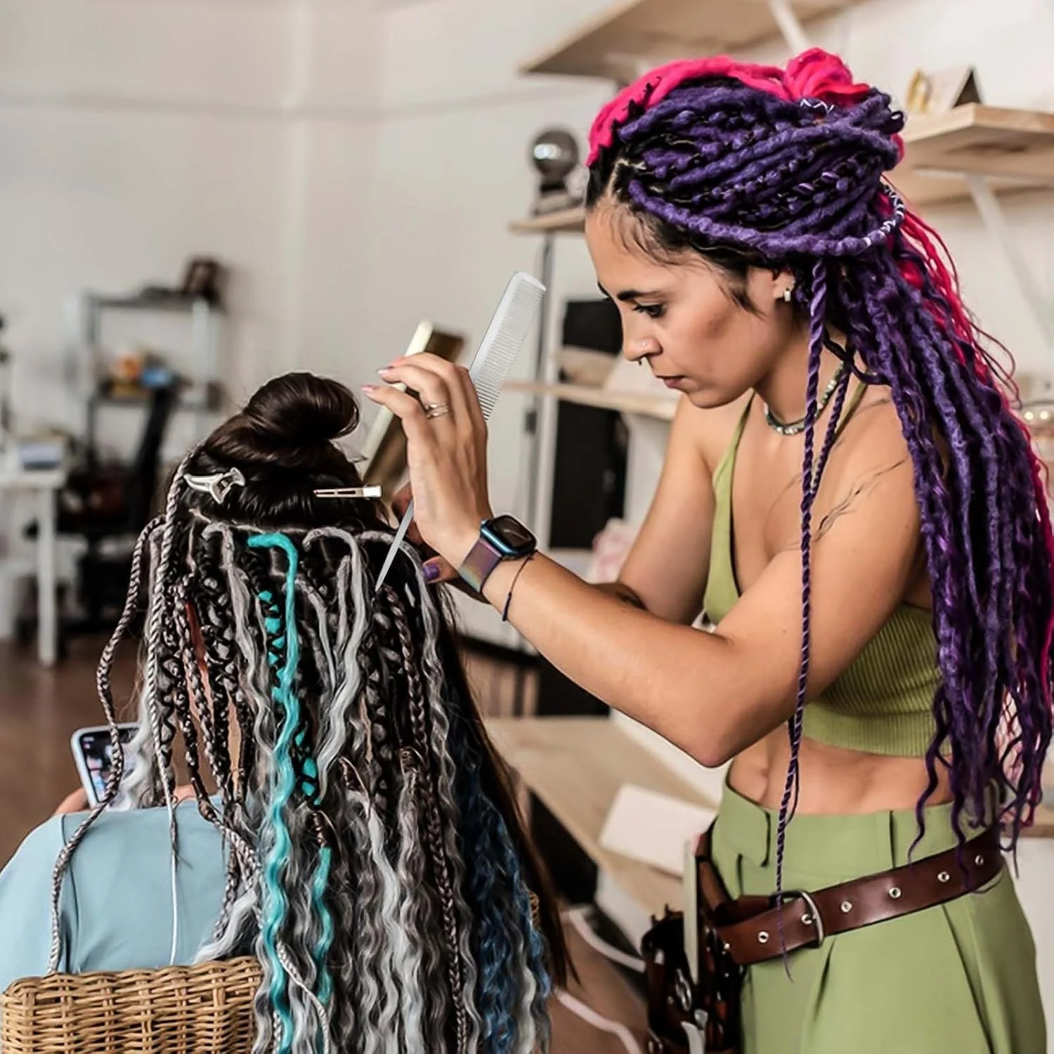 شانه مو استیل Bukela، 2 عدد شانه دم موشی فلزی با شانه آرایشگری سر صاف فلزی، شانه پوش دهنده دم باریک برای حالت دادن و برش مو