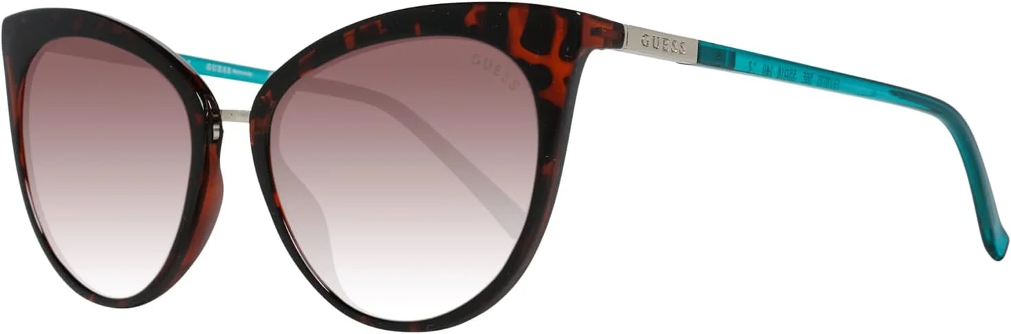 عینک آفتابی زنانه گس مدل GU3035 56F، طرح پروانه‌ای، لاک پشتی با تزیینات فیروزه‌ای