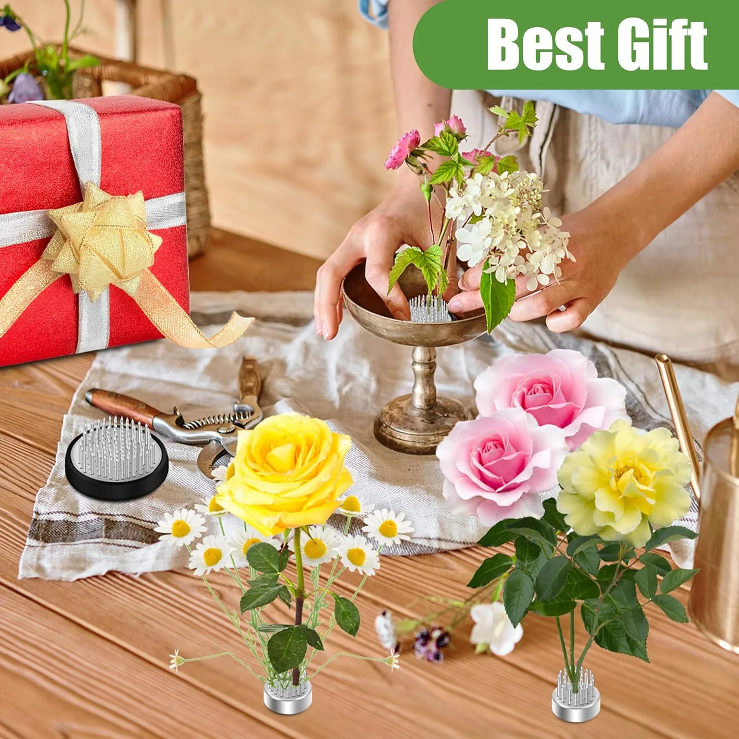 4 عدد قورباغه گل برای لوازم چیدمان گل، نگهدارنده ساقه گل گرد COITEK با سوزن، قورباغه های پین برای گلدان چیدمان گل، تثبیت و تزئین (3 سایز) 4 عدد قورباغه گل برای لوازم چیدمان گل، نگهدارنده ساقه گل گرد COITEK با سوزن، قورباغه های پین برای گلدان چیدمان گل، تثبیت و تزئین (3 سایز)